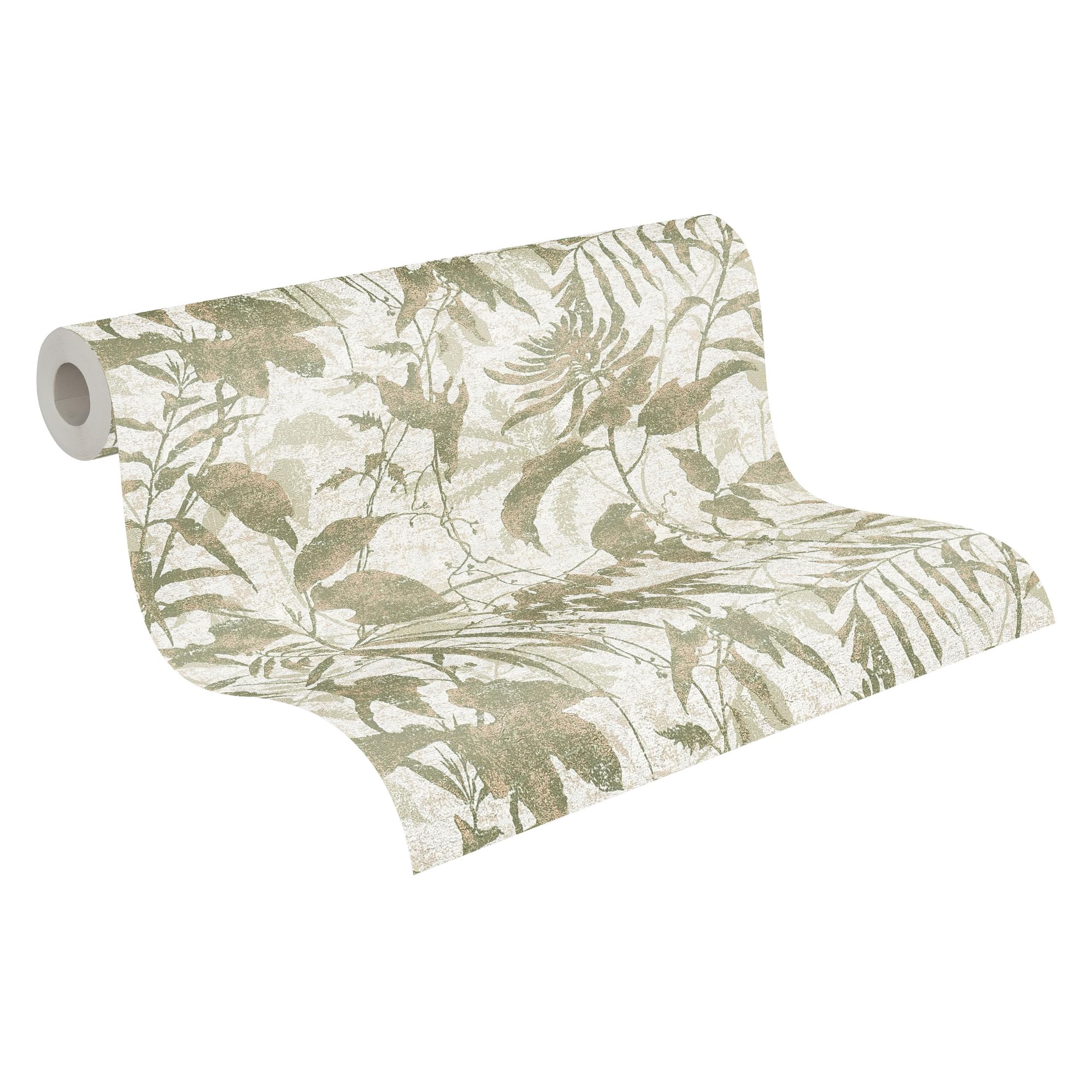 Livingwalls Hot Spots Non-Woven Wallpaper with Jungle Design in Cream, Green, Gold, Metallic – 10,05 x 0,53 m Patterned Wallpaper – 782031