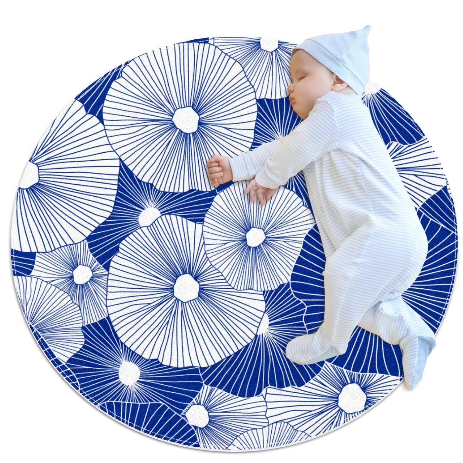 Tapis de jeu pour enfants doux et antidérapant rond animaux 80x80cm
