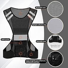 TCCFCCT Reflective Safety Running Vest for Men Women Running Gear for Walking at Night, 3 Pack Mesh Black, One Size