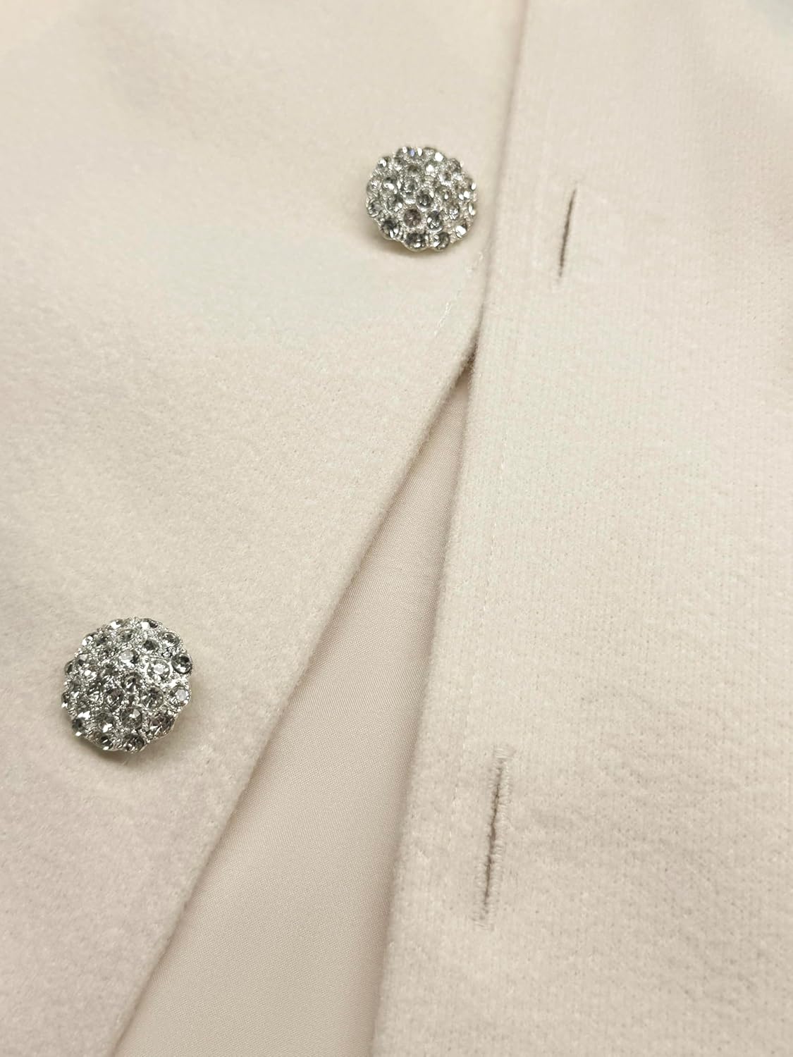 XNC Women's Fitted Crewneck Long Sleeve White Plain Front Button Pullover Coat 2025 Spring Winter Fashion Inelastic Outfits - Image 5