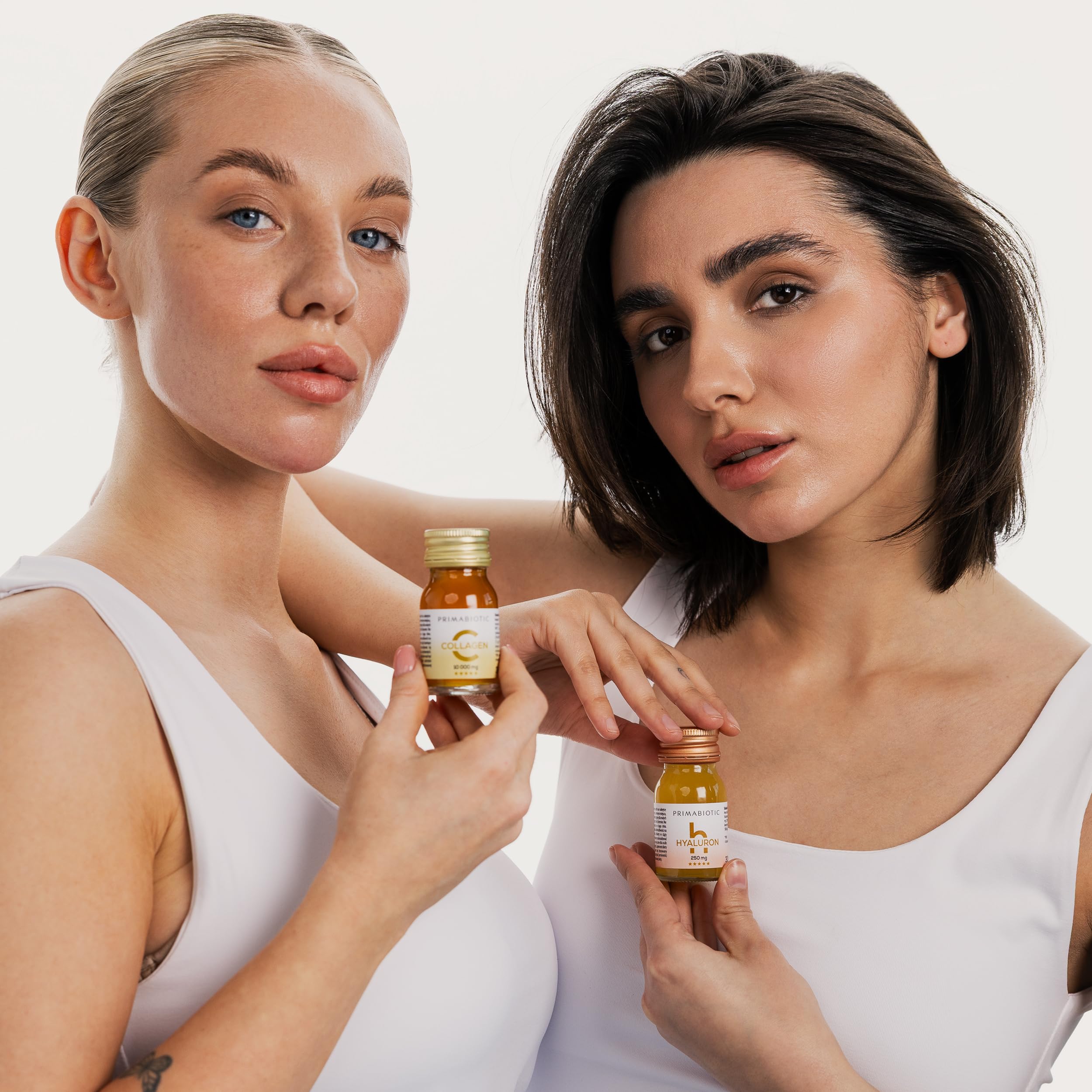 Collagene + Acido Ialuronico da Bere – Primabiotic Duo Pack | 60 Flaconcini da 30 ml | Collagen 10000 mg + Hyaluron 250 mg | Integratori Liquidi per Pelle Idratata e Luminosa