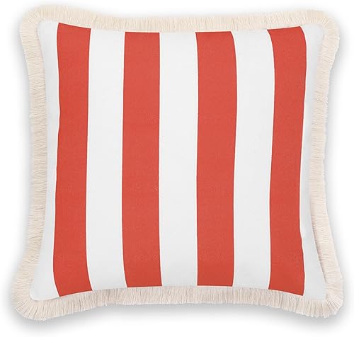 Miniatura 6 de Hofdeco Premium Funda de almohada otoñal para patio interior y exterior, 20 x 20 pulgadas, repelente al agua para patio trasero, sofá, flecos de