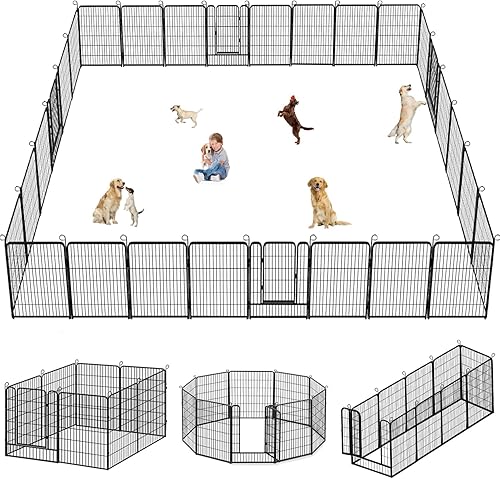 Cerca para perros al aire libre, corralitos para perros de 32 pulgadas, 6 paneles para mascotas para perros pequeños, corral de juegos para