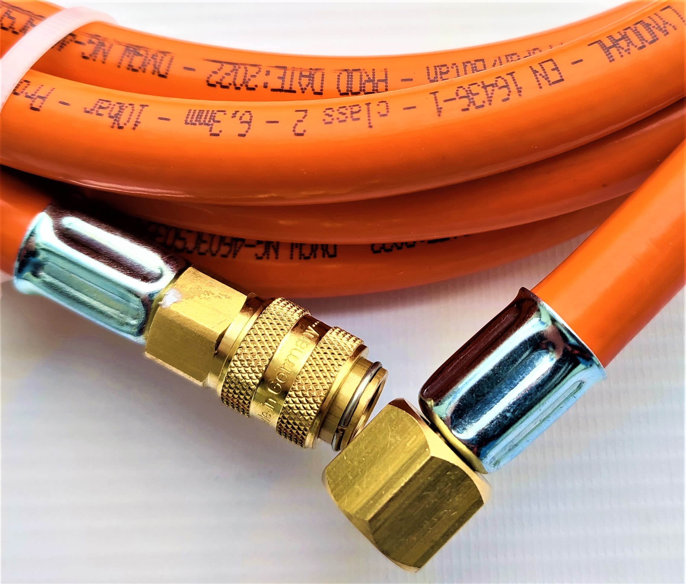 Tubo per Gas Propan Butan 500cm (5m) | 10 Bar | Ø6,3mm | DN5 3/8" Pollici LKS Raccordo rapido | Fino a -30°C | Flessibile | Pantaloni per Campeggio, Barbecue a Gas