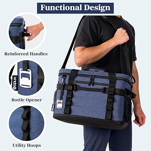 Miniatura 5 de OPUX Bolsa enfriadora, 48 latas, enfriador portátil plegable suave, a prueba de fugas, de lados suaves, para acampar en la playa, con correa para el