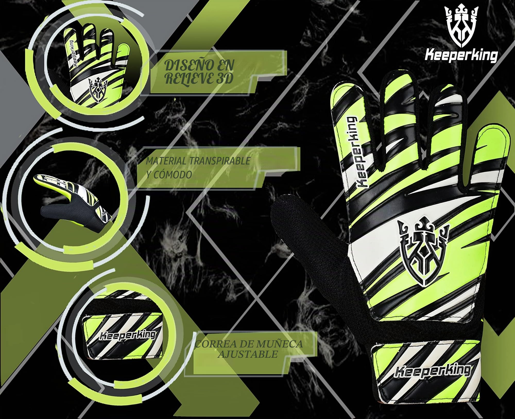 Keeperking Guantes de Portero Fútbol Talla 4-7