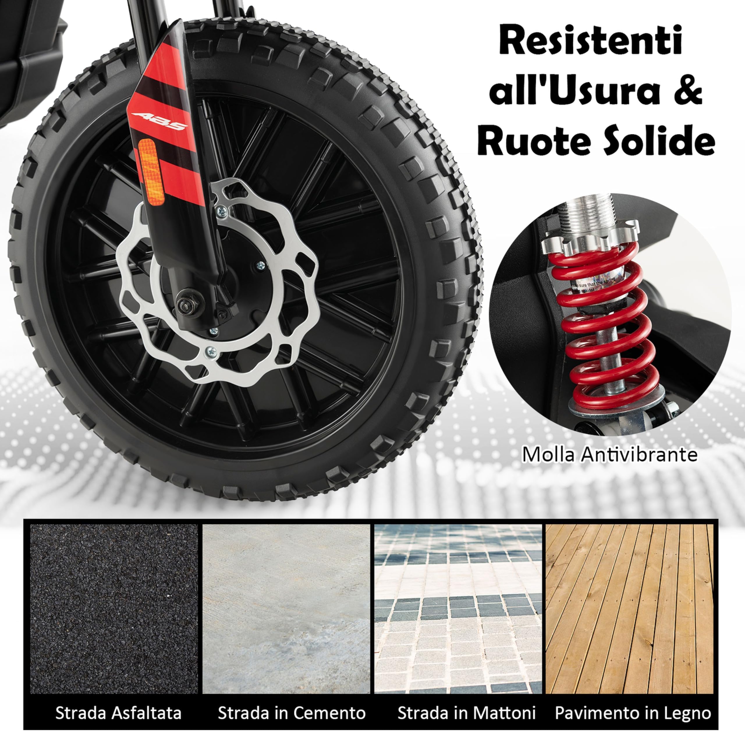 RELAX4LIFE Moto Elettrica Aprilia RX 12 V per Bambini, con Rotelle Ausiliarie, 5,5-6 km/h, Luci,Musica,Fari, Carico 30 KG, per 3-8 Anni