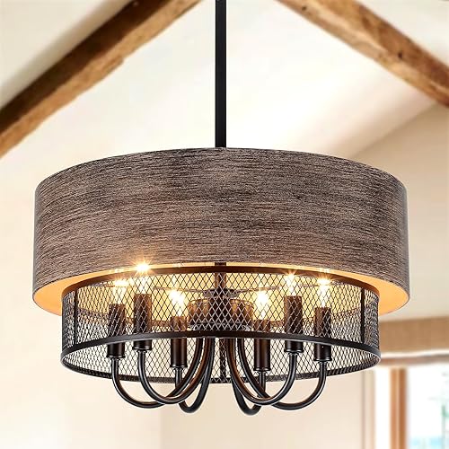 Miniatura 1 de Candelabro negro, 5 luces de granja con pantallas de vidrio transparente, lámpara colgante de techo grande industrial para sala de estar,