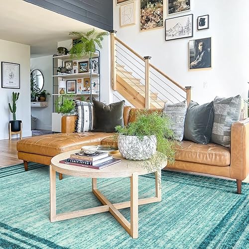 Miniatura 2 de Lahome Alfombra moderna abstracta de 6 x 9 pulgadas, color verde azulado, lavable, no desprende pelo, resistente a las manchas, suave, grande,