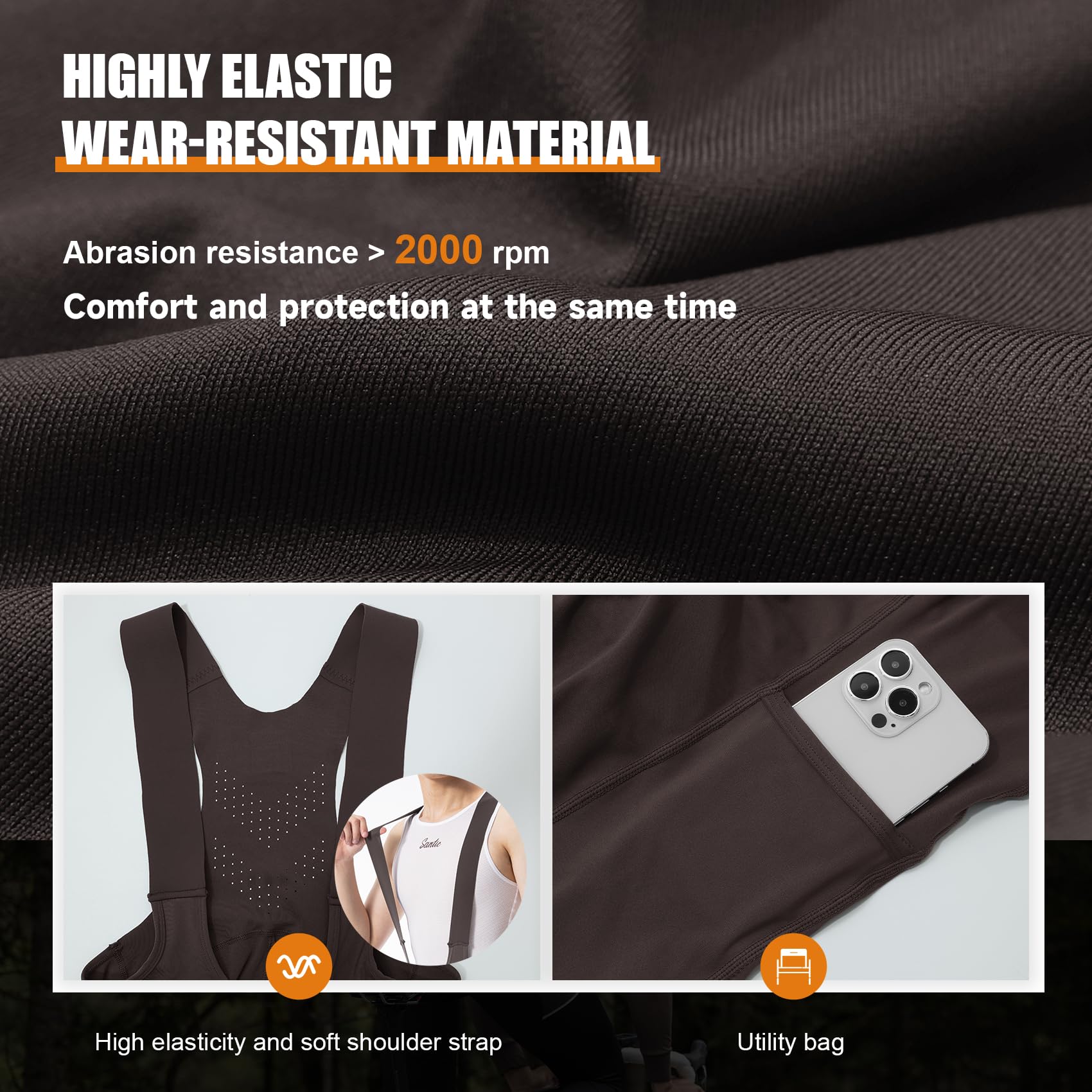 Santic Cuissard de cyclisme rembourré 4D pour homme avec poche