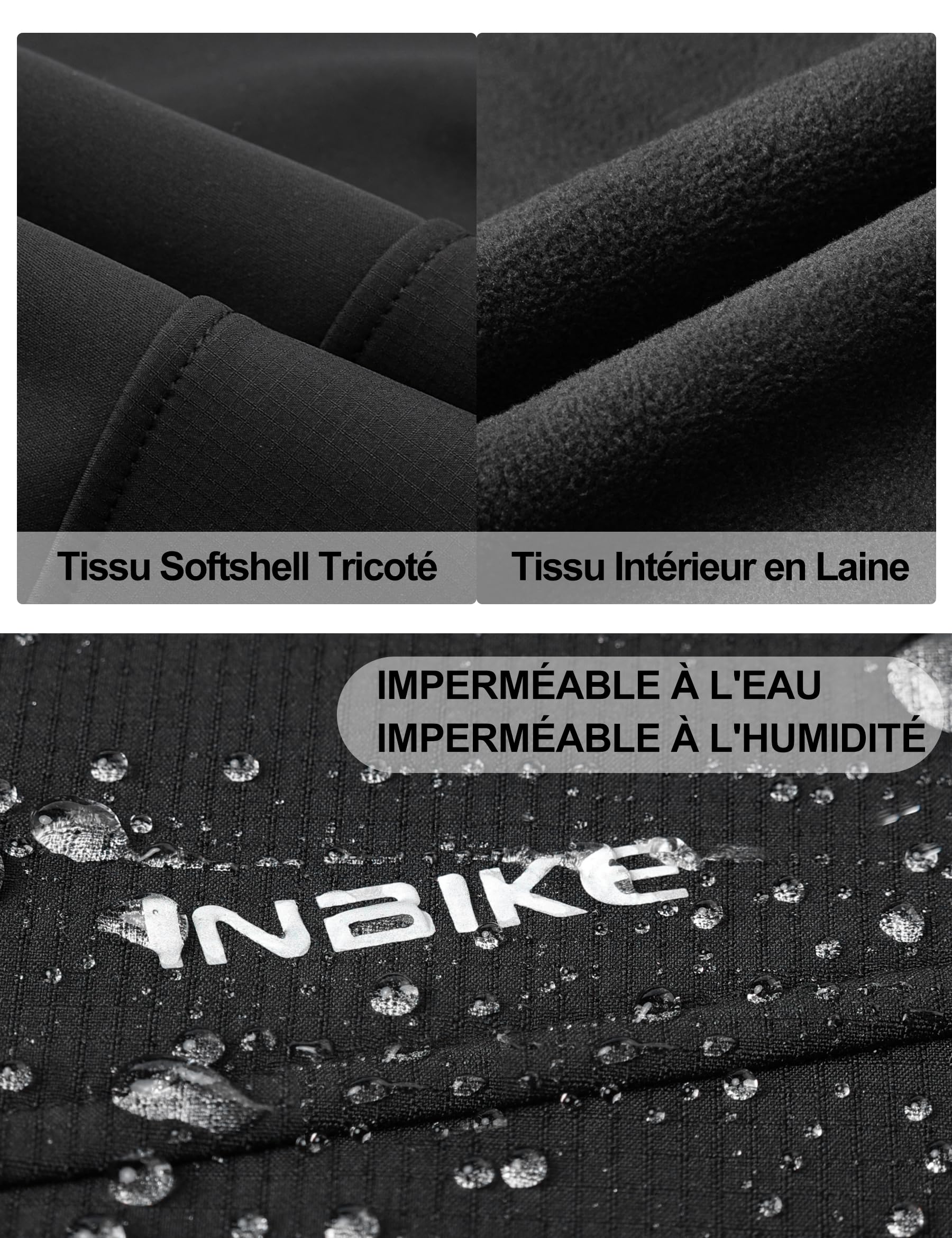 INBIKE Veste Softshell Homme Hiver Polaire Extérieure à Capuche Coupe Vent Blouson Chaud Outdoor Randonnée Velo VTT Jogging Sport de Plein Air 7103