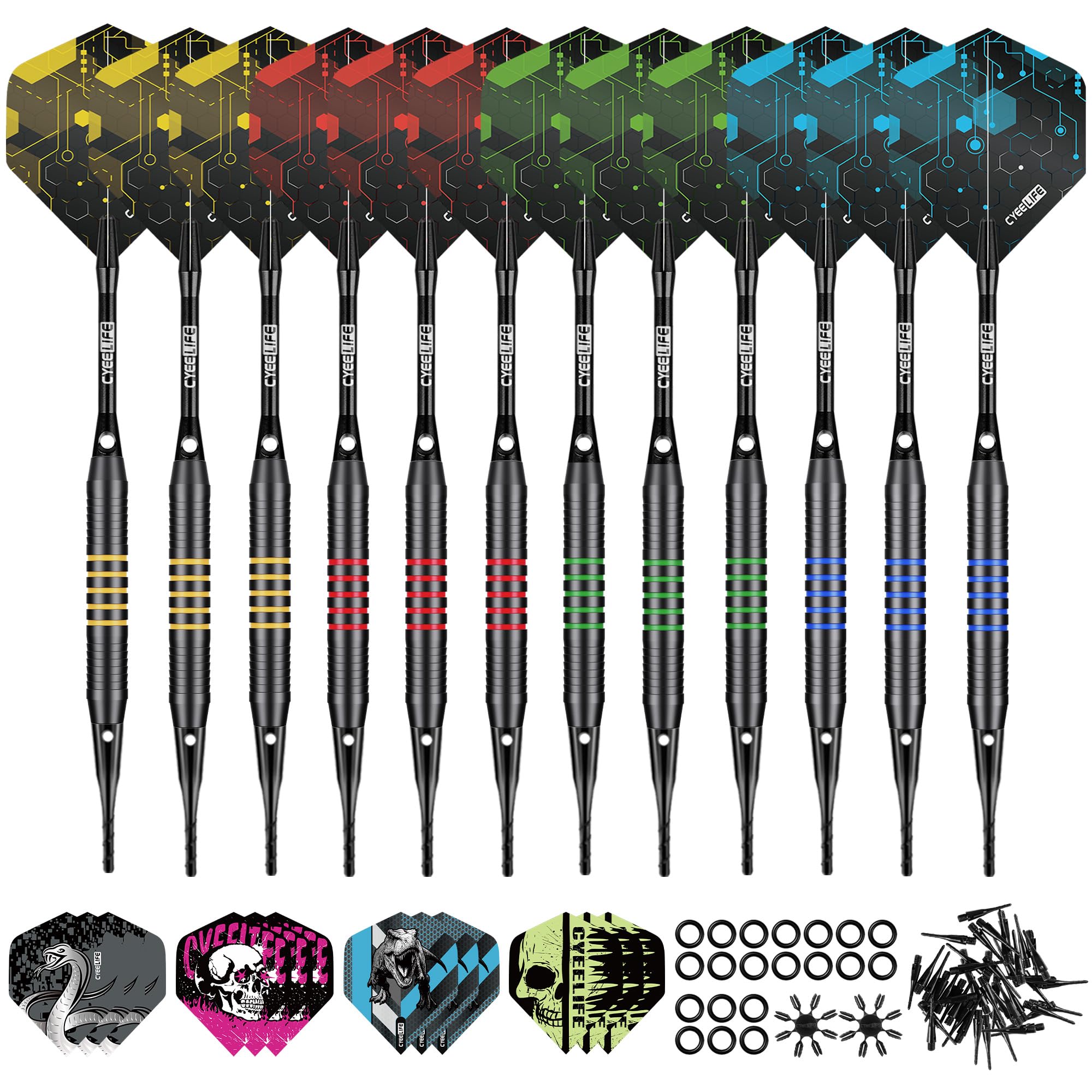 Amazon.co.jp: CyeeLifeソフトティップダーツセット - 4カラーバレル
