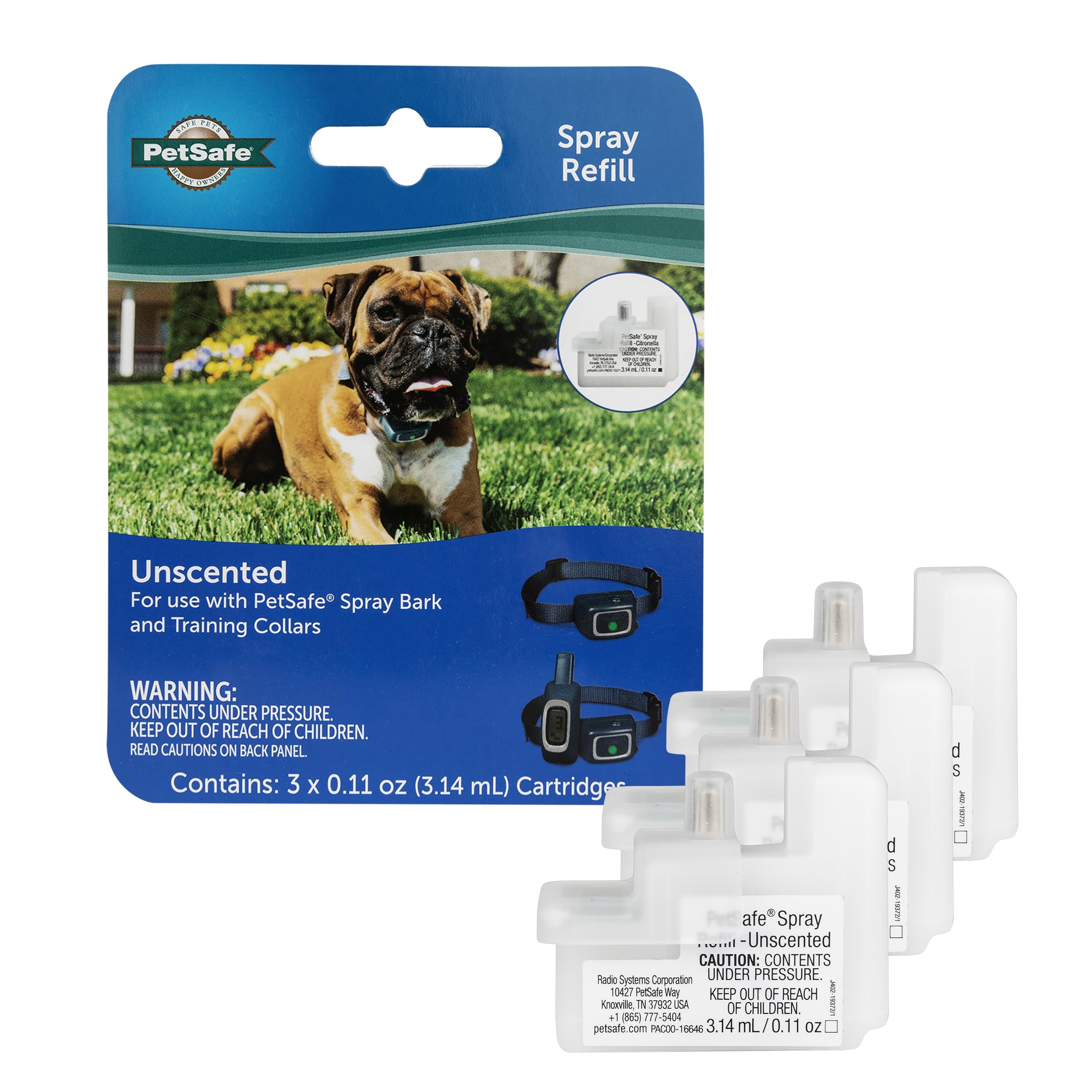 PetSafe Spray Refill - Unscented - No-Mess Replacement Cartridges Spray Dog Bark Collar Remote Training Collar - Refill Cartridge Only - 3-Pack - PAC00-16646