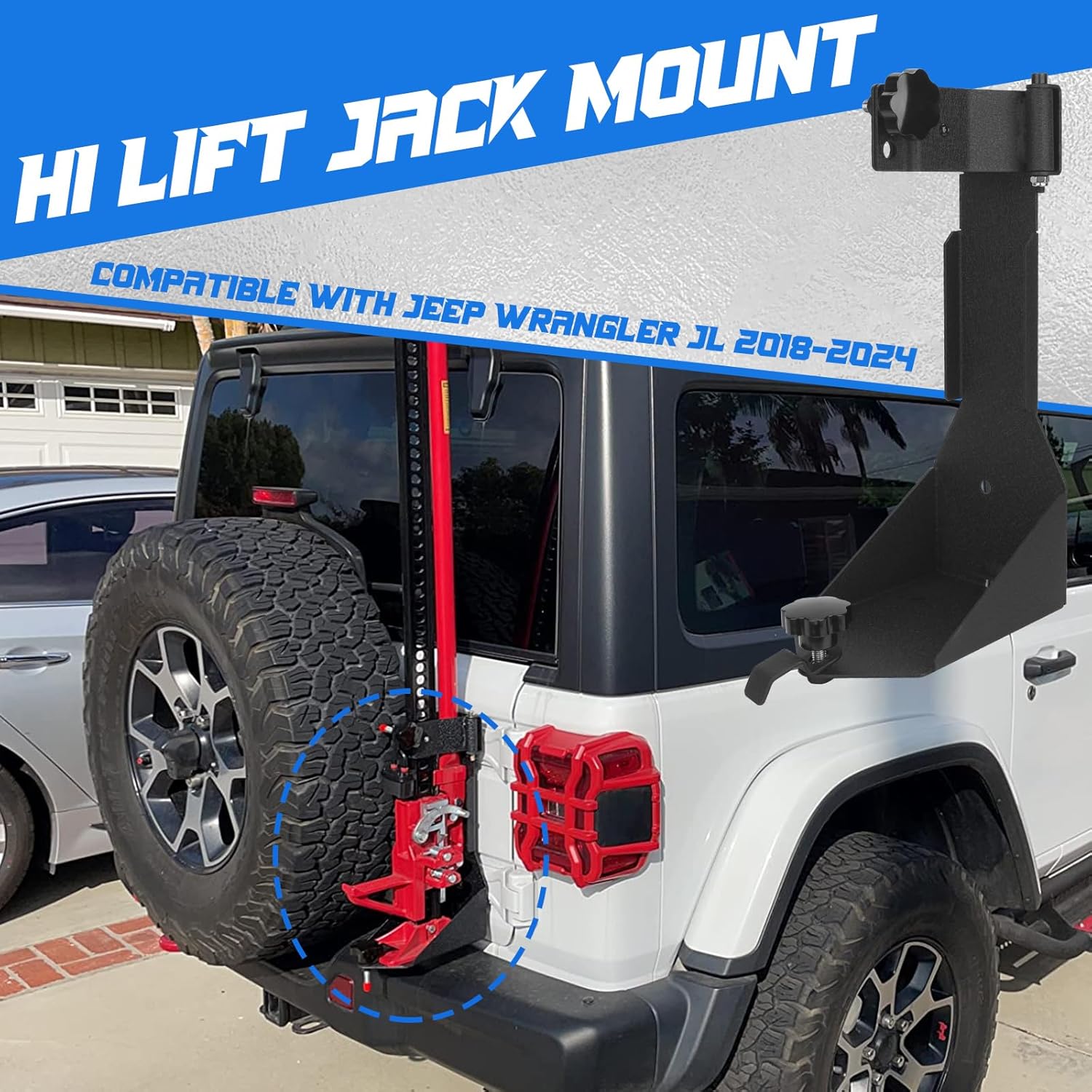 High Lift Jack Mount Compatible with Jeep Wrangler JL Off-Road 2018-2024 Rear Hi Lift Jack Mount Holder