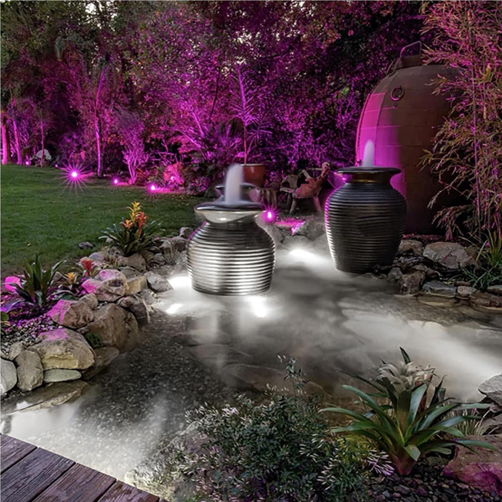Spot LED Fontaine - Faisceau De Lumière LED Projecteurs, Lumière Submersible De Fontaine De LED D'acier Inoxydable Imperméable IP68, Pour La Lampe De Paysage De Rocaille D'étang De Piscine(Warm Light,