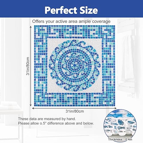 Miniatura 10 de Alfombrilla de ducha antideslizante alfombrilla antideslizante de esponja suave y cómoda con orificio de drenaje, alfombrillas cuadradas de 24 x 24