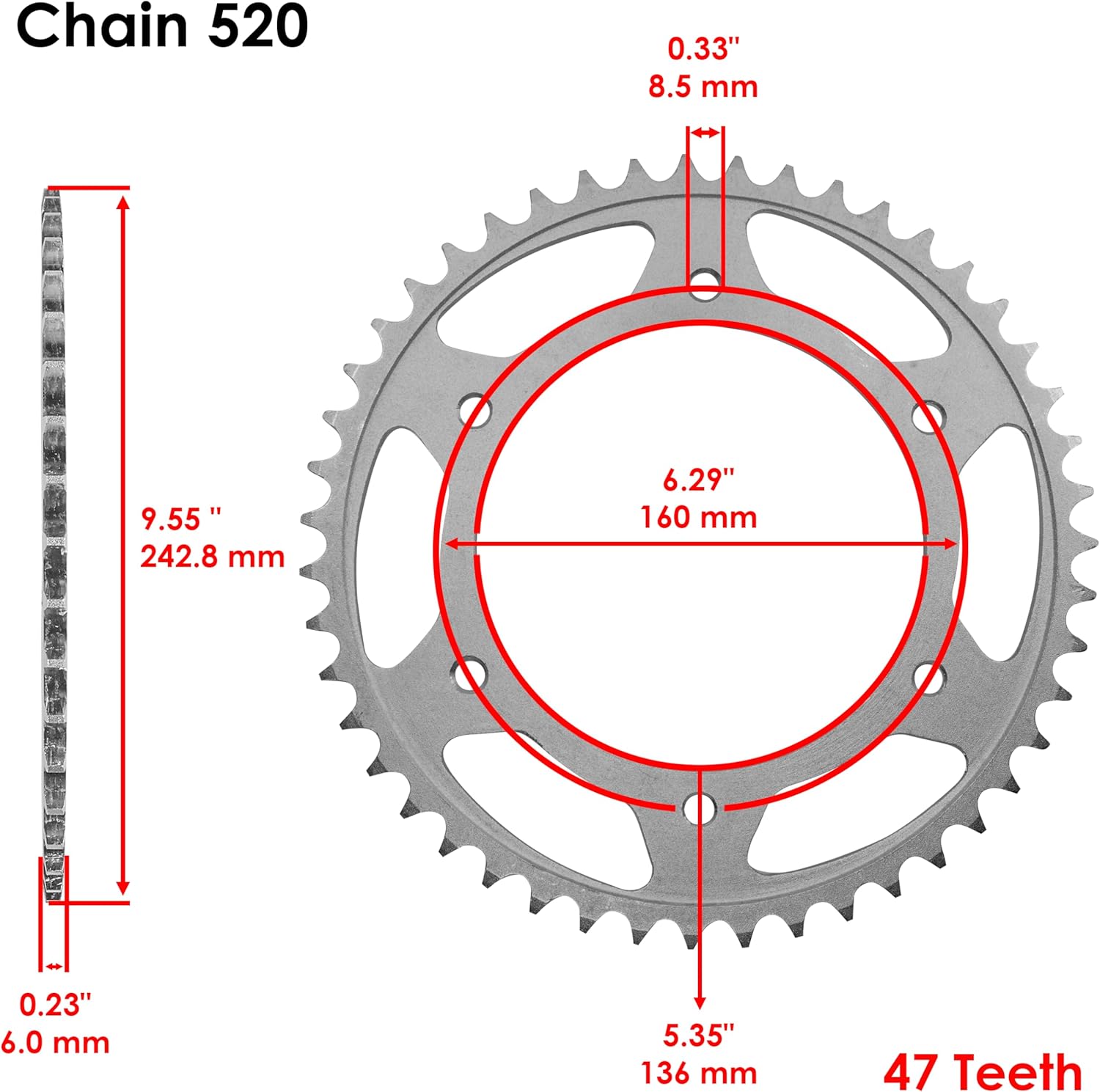 Caltric Red O-Ring Drive Chain and Sprocket Kit Compatible With BMW F650GS F650 Gs 1999 2000-2007 Red