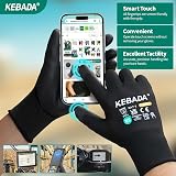 Kebada Gants de travail pour hommes et femmes, gants de sécurité enduits PU, antidérapants et tactiles, idéals jardinage, mécanique, entrepôt, conduite, construction, industrie, Noirs, 12 Paires, L - 3