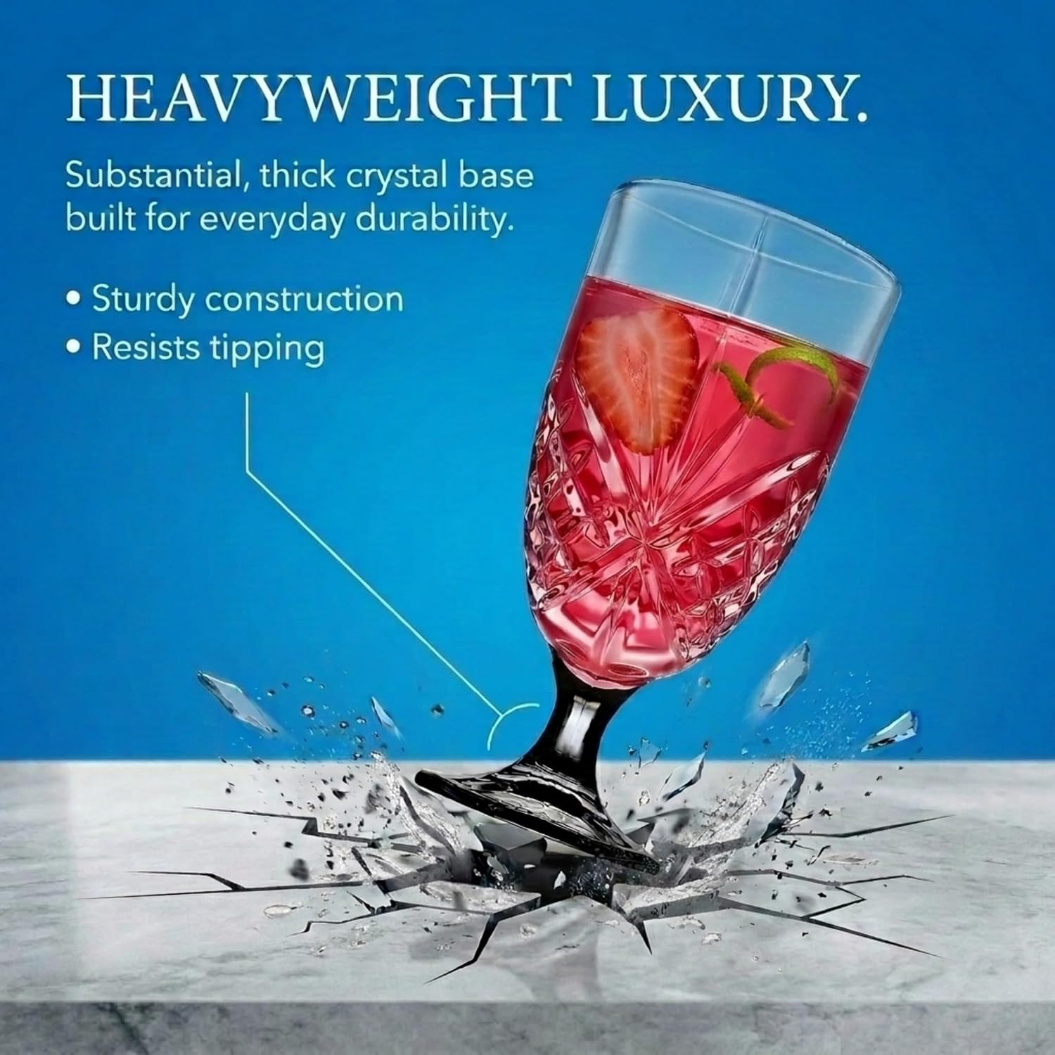 Iced Beverage Glasses, 16oz Water Goblets, Set of 4, Dublin Crystal Glass