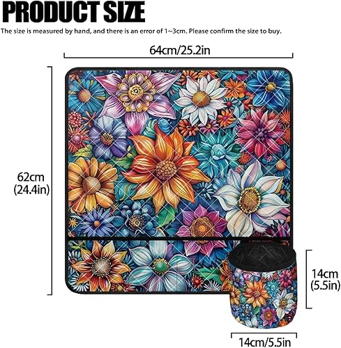 Miniatura 201 de Estera de máquina de coser con flores brillantes y florales bohemias, reduce la vibración, antideslizante, organizador duradero