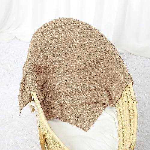 Miniatura 27 de LAWKUL Mantas de bebé para niños, manta de punto trenzado, manta de bebé para niña, suave y aireada para recién nacidos, para recién nacido