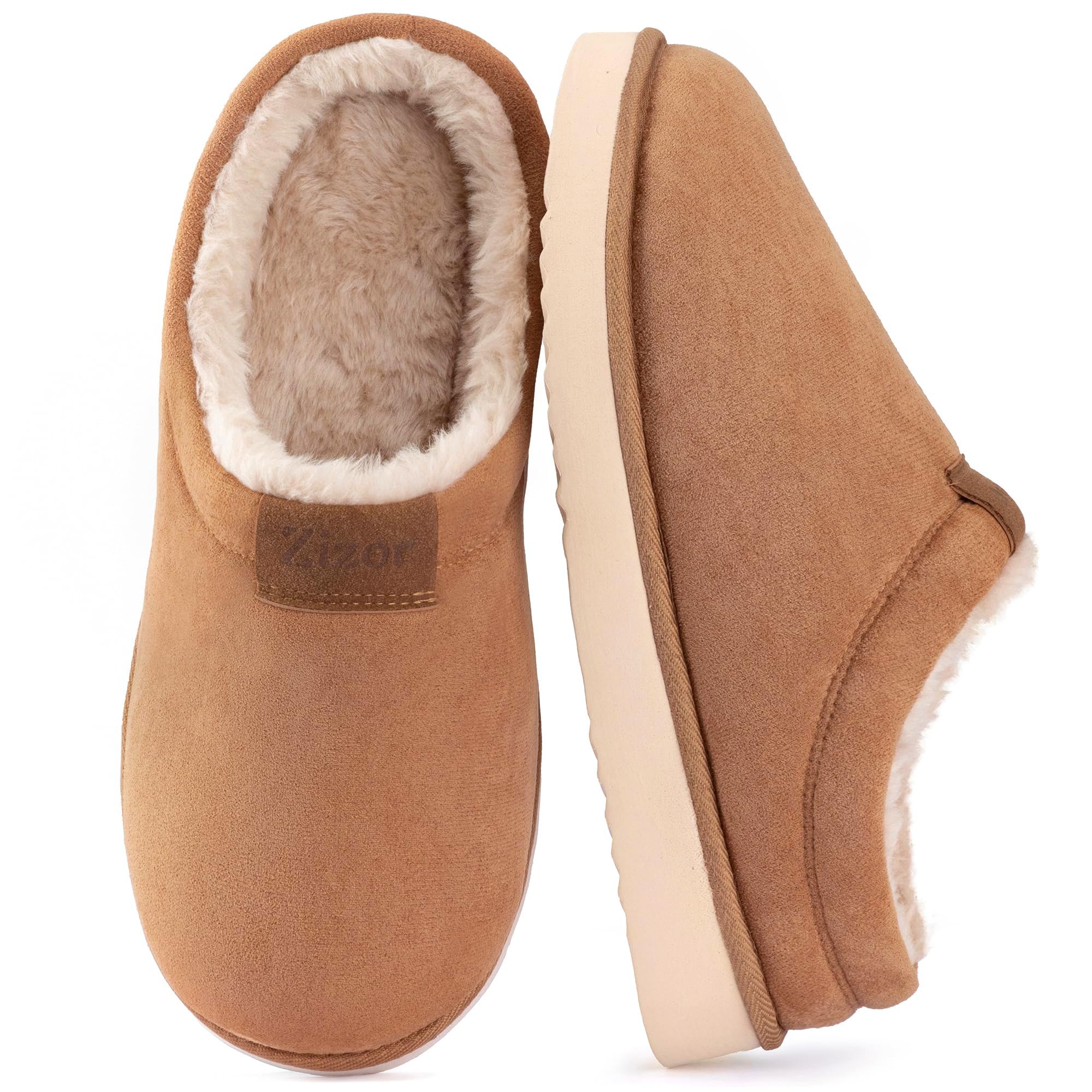 Zizor Mens Fuzzy Cozy Slippers Microsuede Indoor Outdoor Home Comfy Winter Slip On Cute Warm Memory Foam Furry