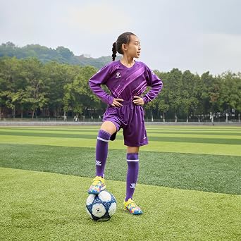 KELME Kids Goalie Shirt,Goalkeeper Jersey Padded Long Sleeve Soccer Football Training Uniform for Youth,Purple Kid Size 12