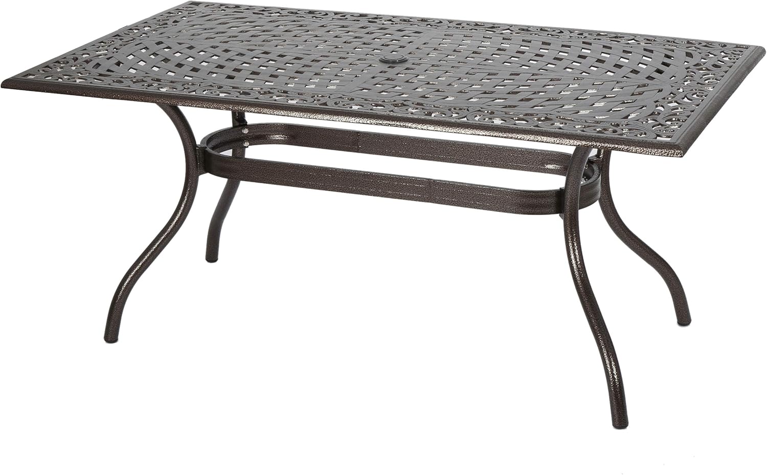 Christopher Knight Home Yamilet Traditional Outdoor Aluminum Rectangular Dining Table, Hammered Bronze