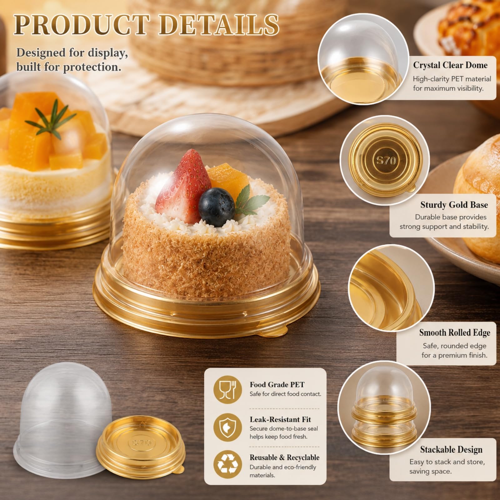 Mini Cake Boxes - 300 Pack Clear Containers -3 Mini Cake Boxes - 300 Pack Clear Containers -3