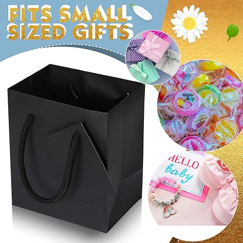 Miniatura 4 de Sherr Paquete de 100 mini bolsas de regalo a granel, 4 bolsas de papel de 2.75 x 4.5 pulgadas con etiquetas de regalo, bolsas de regalo de papel