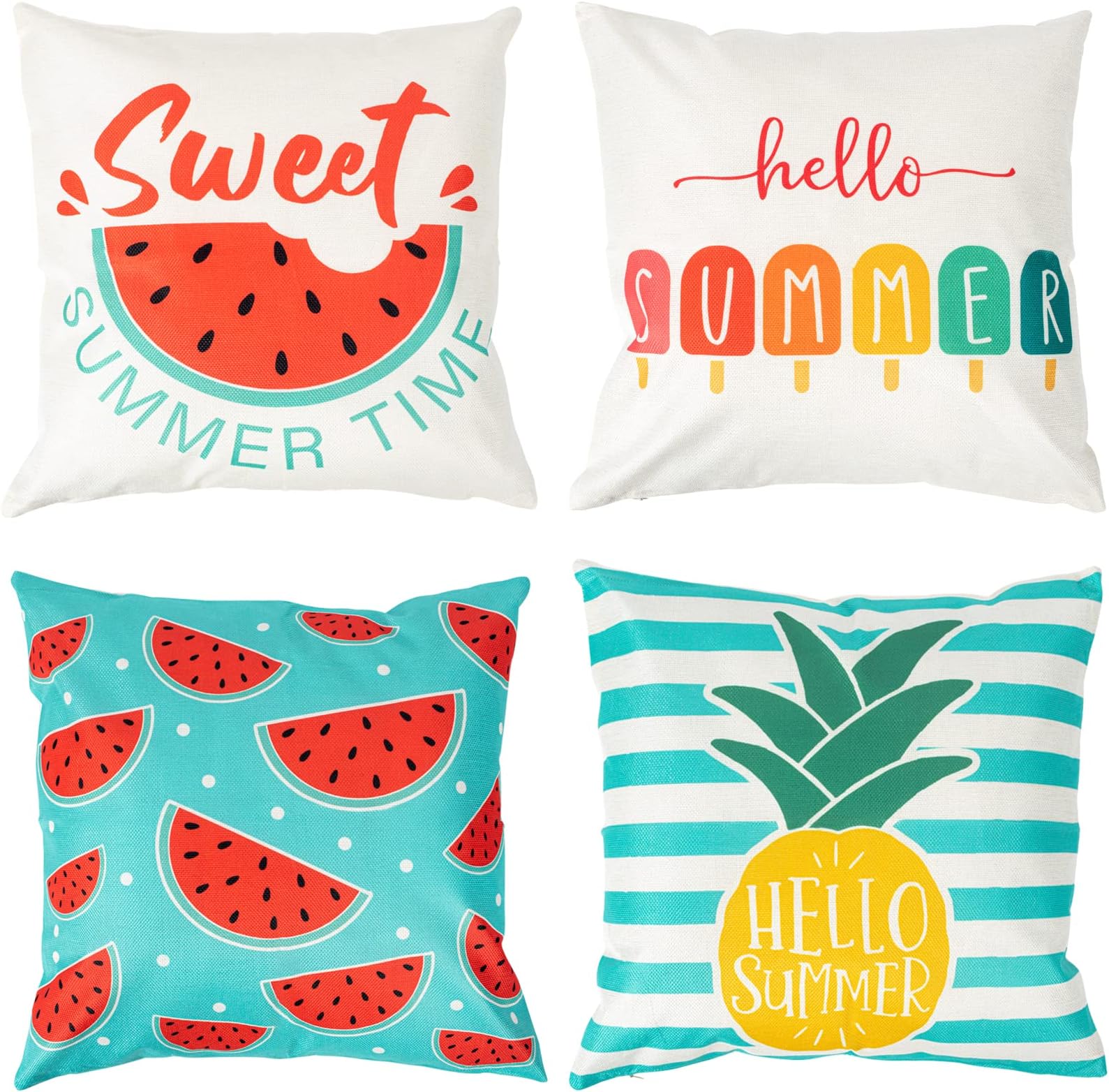Outdoor Cushion Covers 45 x 45 Set of 4, Garden Summer Cushion Covers