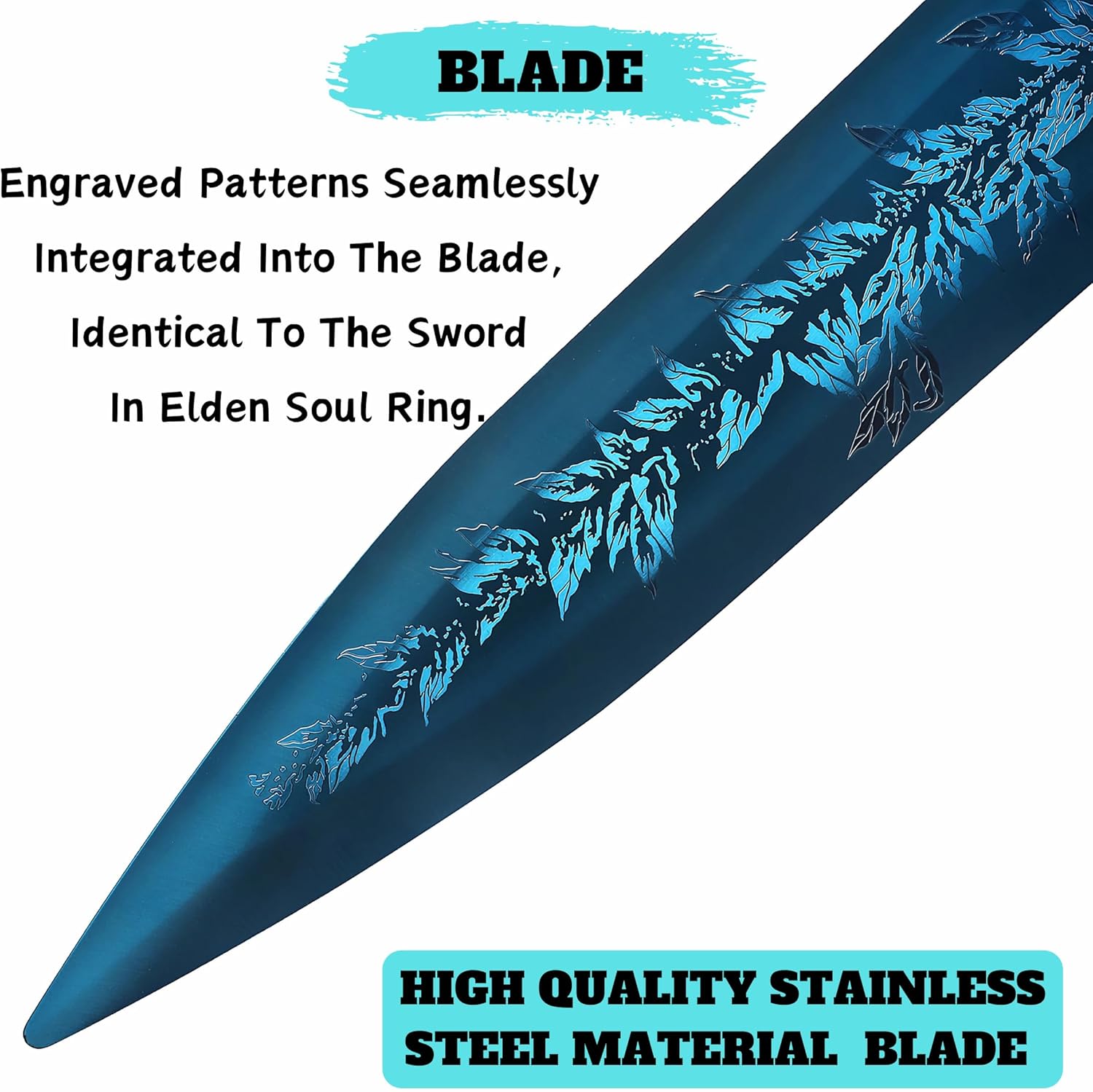 Dark Moon Greatsword Elden Ring's Merch Full Metal 48" Cosplay Knight Weapons Moonlight Swords for Adults Blue