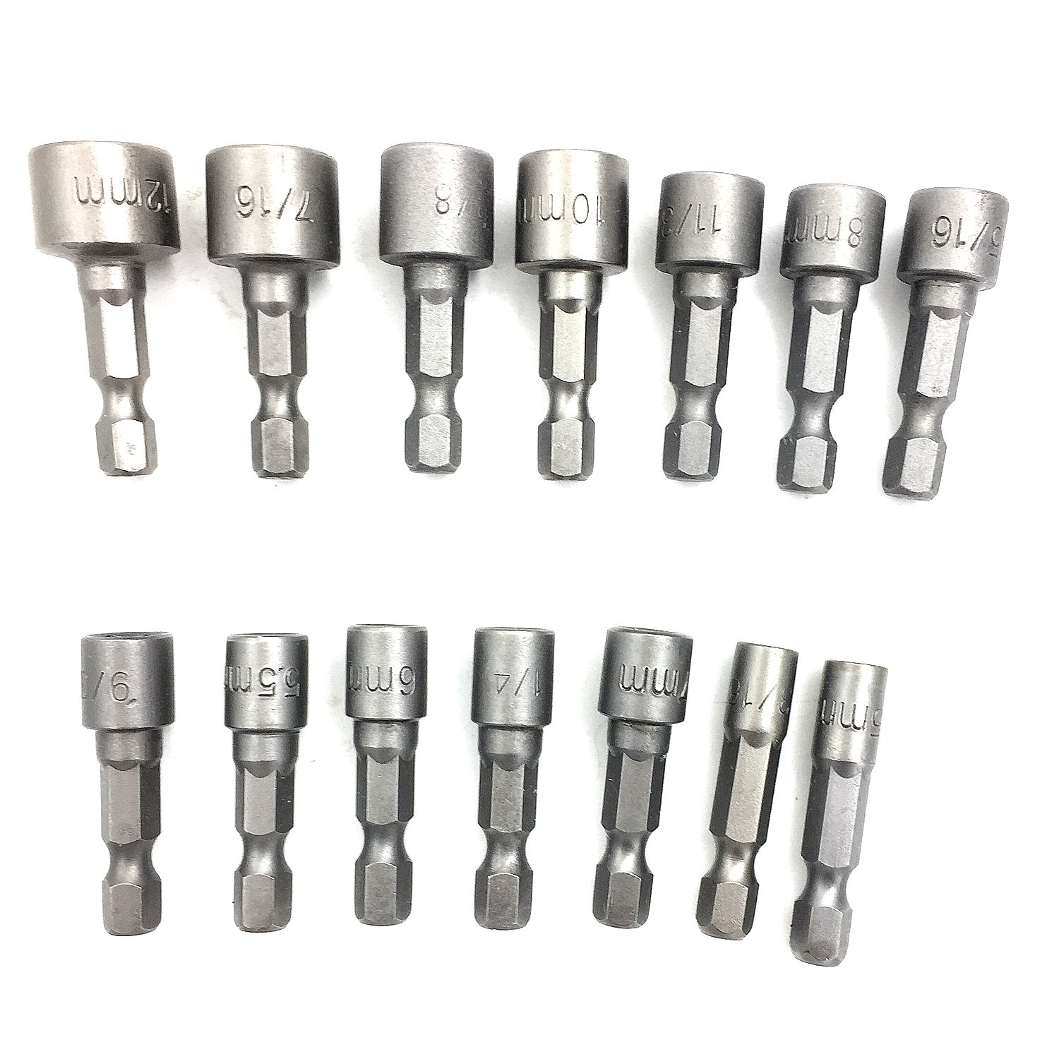 PANOVO (14pcs) Quick Change Power Nut Driver Bit Set Steel Metric Socket Wrench Set 1/4'' Hex Nut Driver Drill Bits for Quick Change Chuck Adapter, Electric Hand Drill, Screwdriver - - 