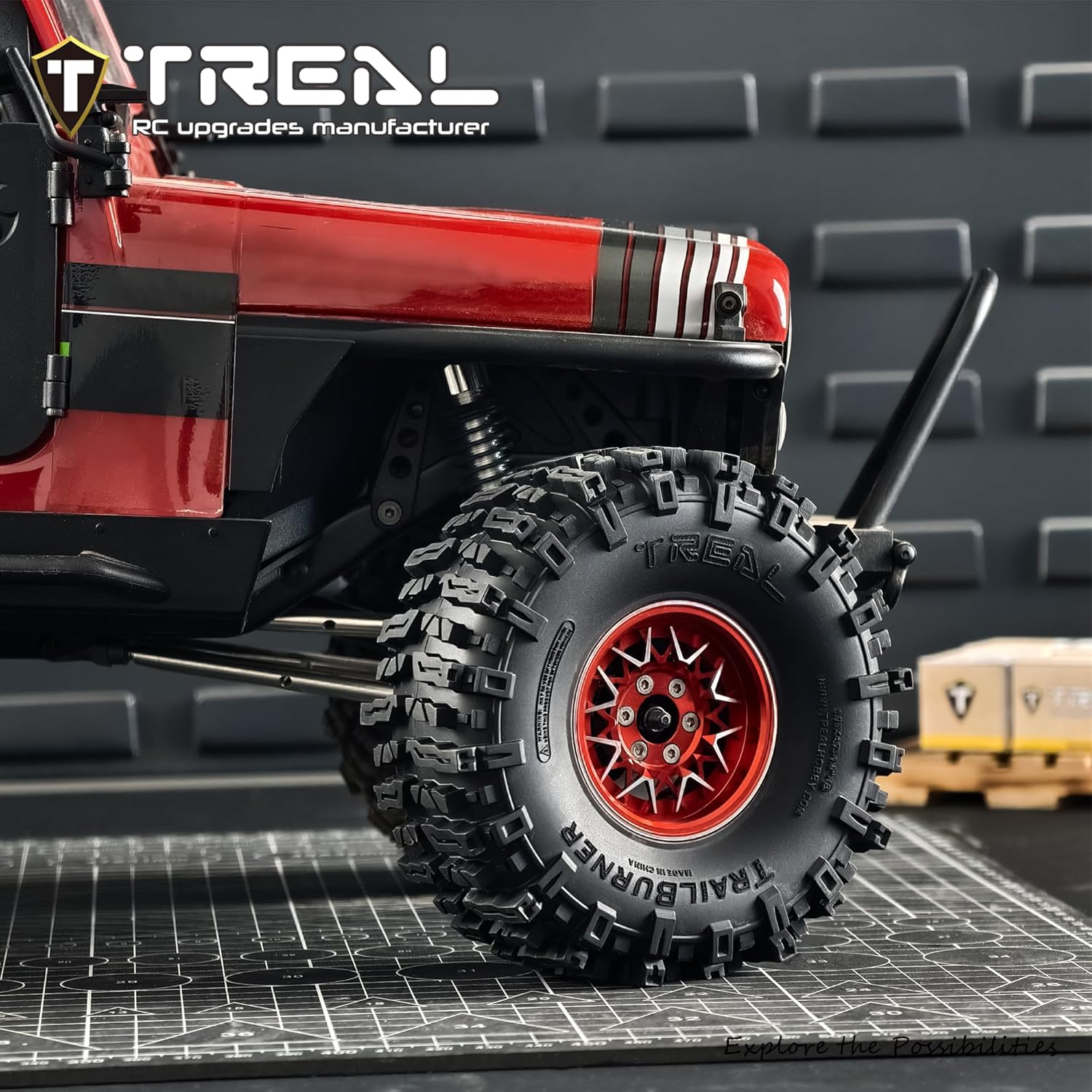TREAL 1.9 Crawler Tires 1.9'' Soft and Sticky Tire for 1/10 1/10 RC Crawler(44 * 120mm)-B