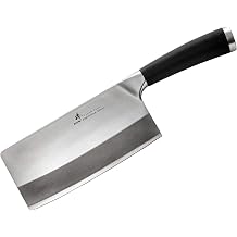 ZHEN Japanese VG-10 3-Layer Forged High Carbon Stainless Steel Light Slicer Chopping Chef Butcher Knife/Cleaver, 6.5-inch, TPR Handle -,Black