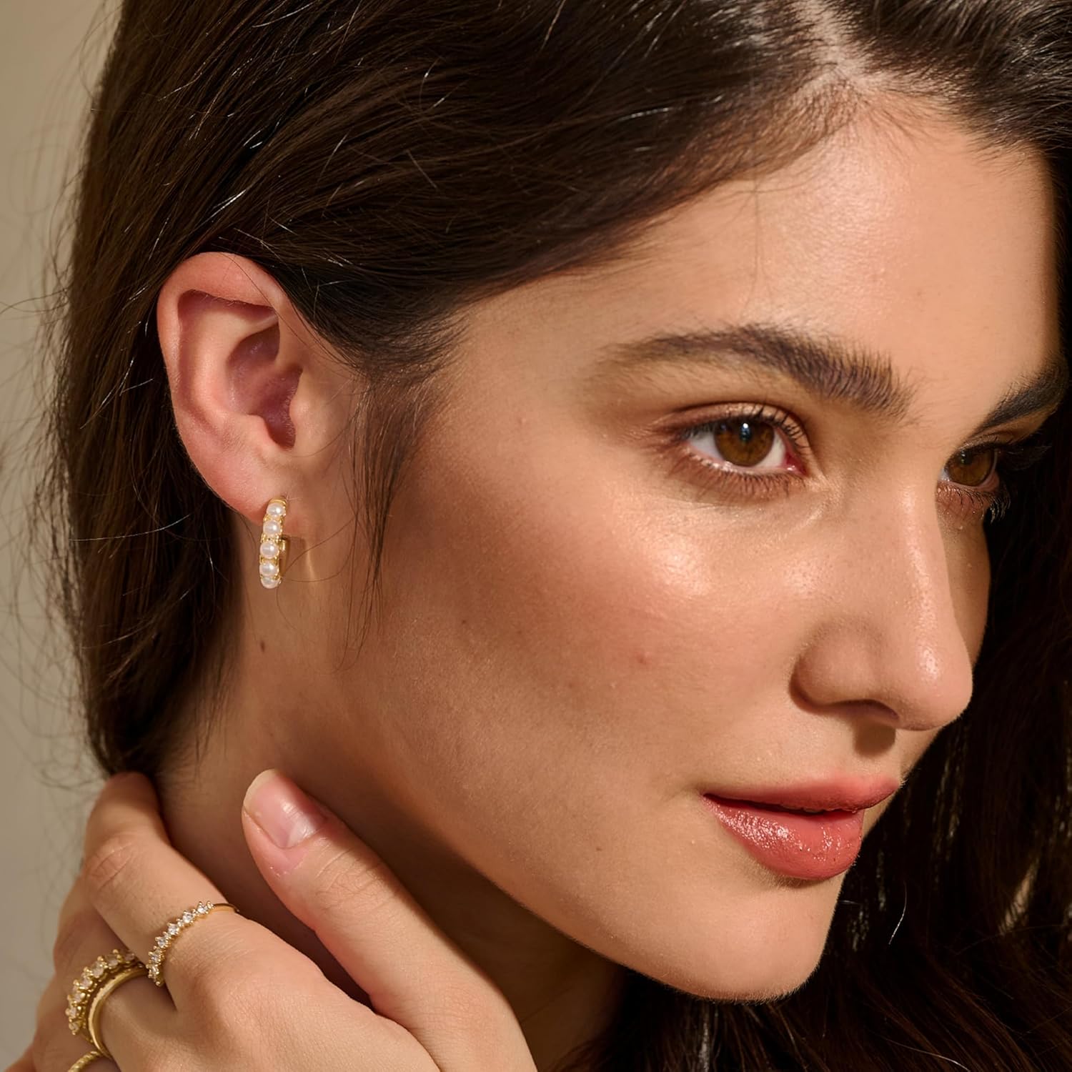 Risamil Pearl Hoop Earrings for Women - Gold Hoop Earrings Pearl Earrings for Women Trendy Jewelry Gifts 14k Gold Earrings with Pearl Huggie Earrings | Twisted Rope | Pearl Dangle | Zircon - Image 6