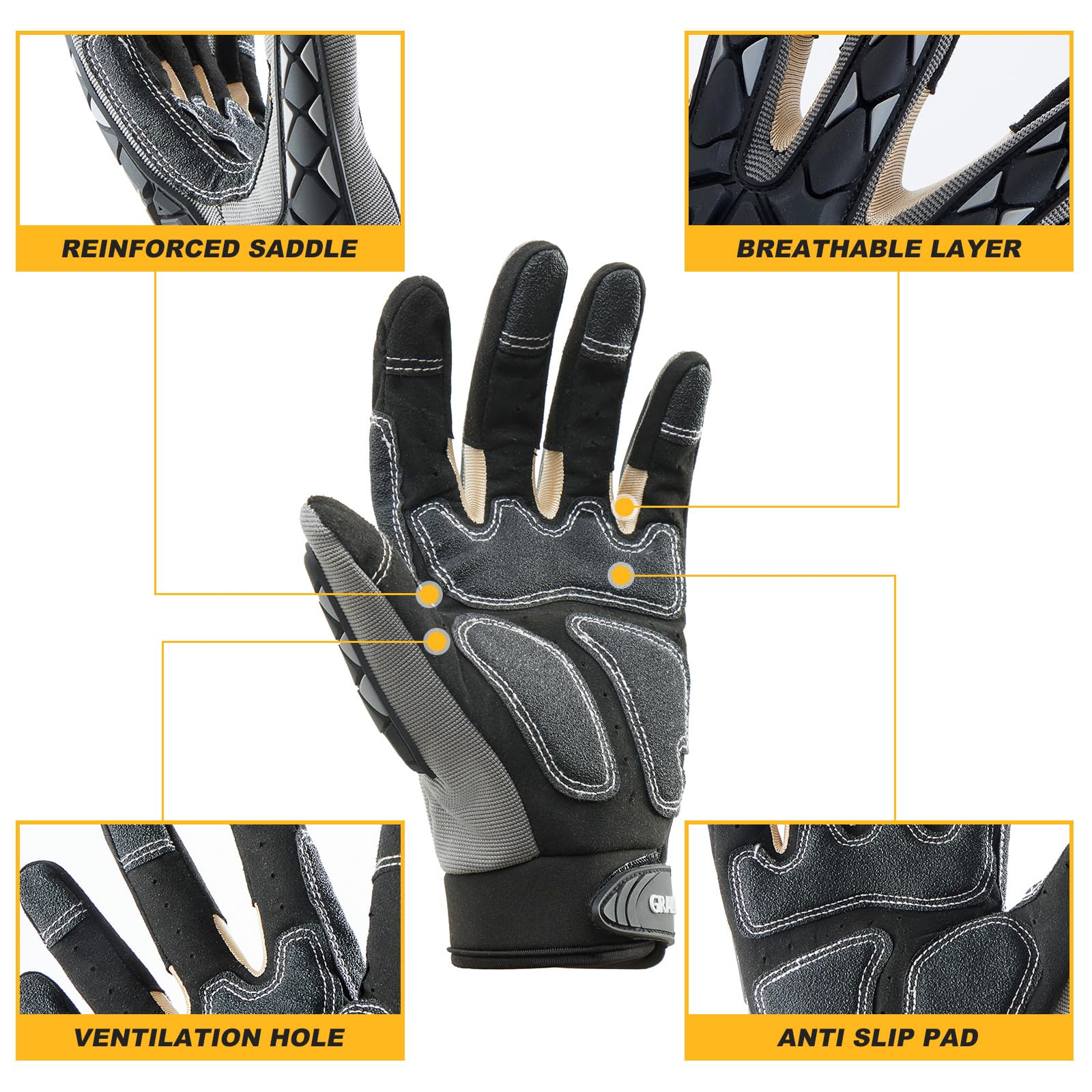 Guantes de trabajo de seguridad para hombres y mujeres, guantes de impacto TPR para hombres y mujeres, guantes antivibraciones, guantes de trabajo resistentes para jardinería, mecánico de