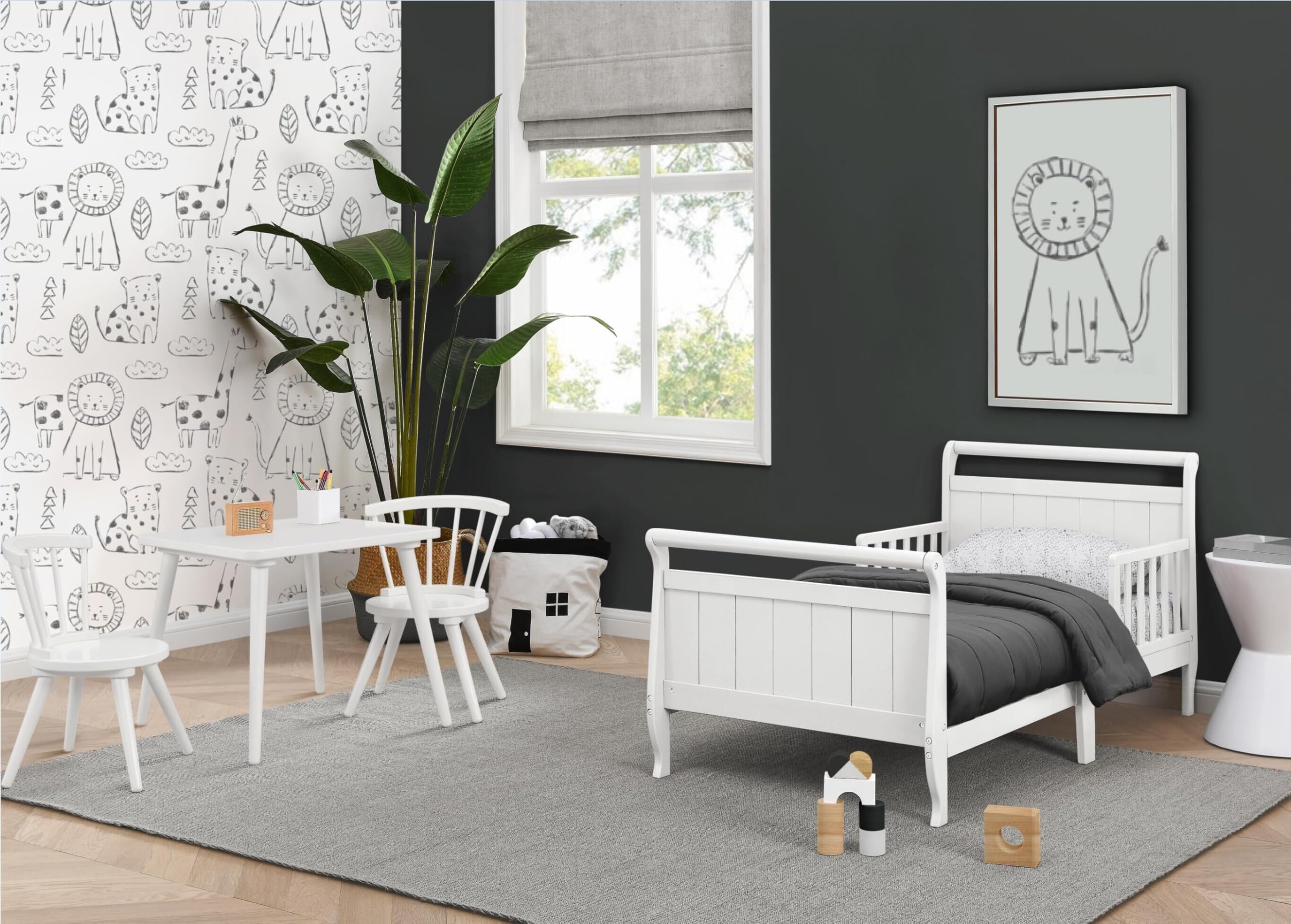 Cama infantil de trineo de madera, color blanco 2