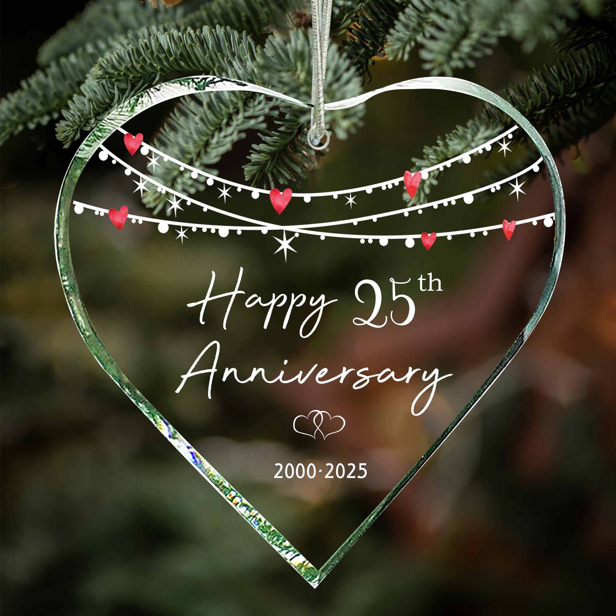 25th Wedding Wedding Ornament 25 Years for Couple Gift Hanging 2025 Christmas Mr Mrs Married Husband Wife Xmas Marriage Decorations Him