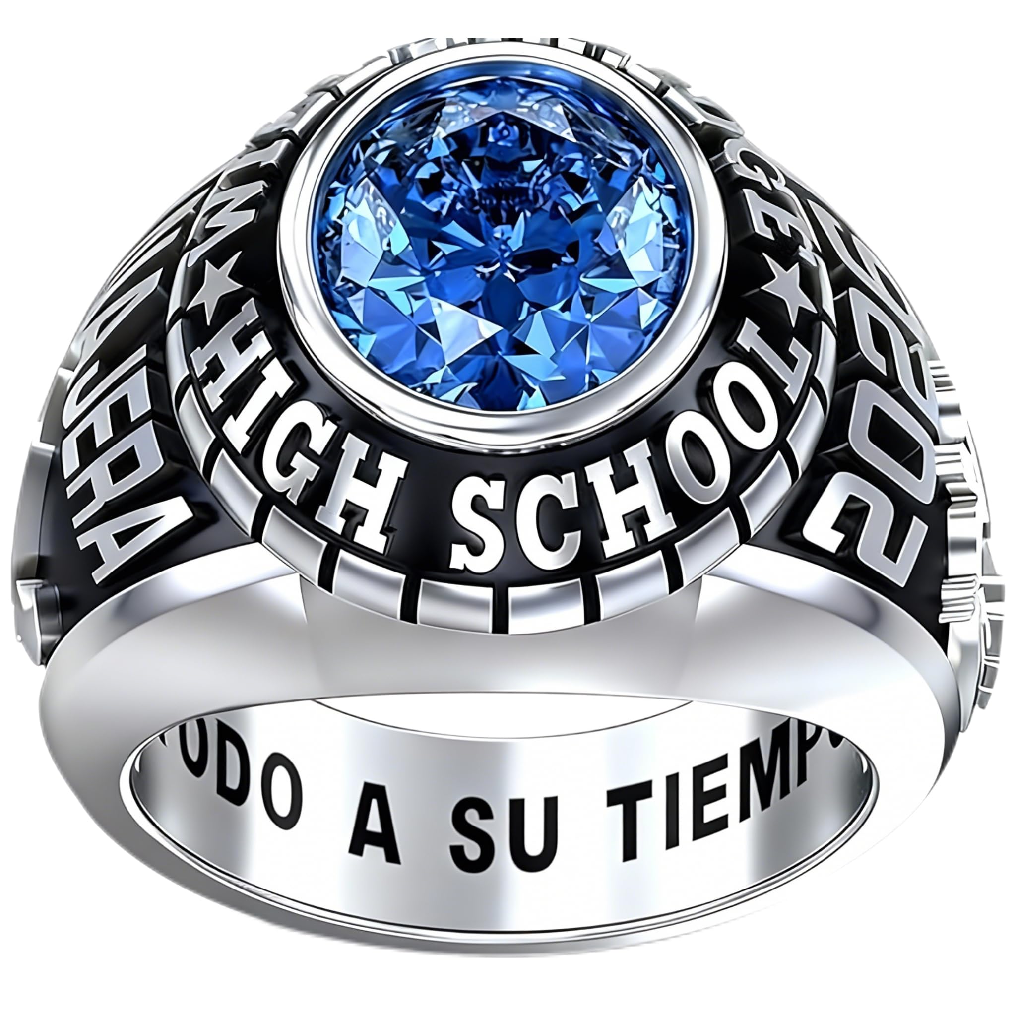 PhaedraOona Class Rings 925 Sterling Silver Personalized Men's Class Ring