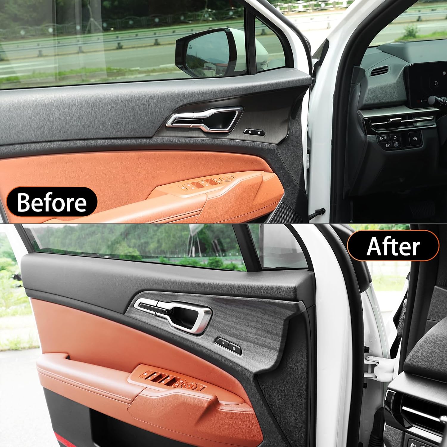 YOUTOOCAR 5PCS Door Panel Covers Trim Compatible with Kia Sportage 2023-2026 Accessories (Wood Grain)