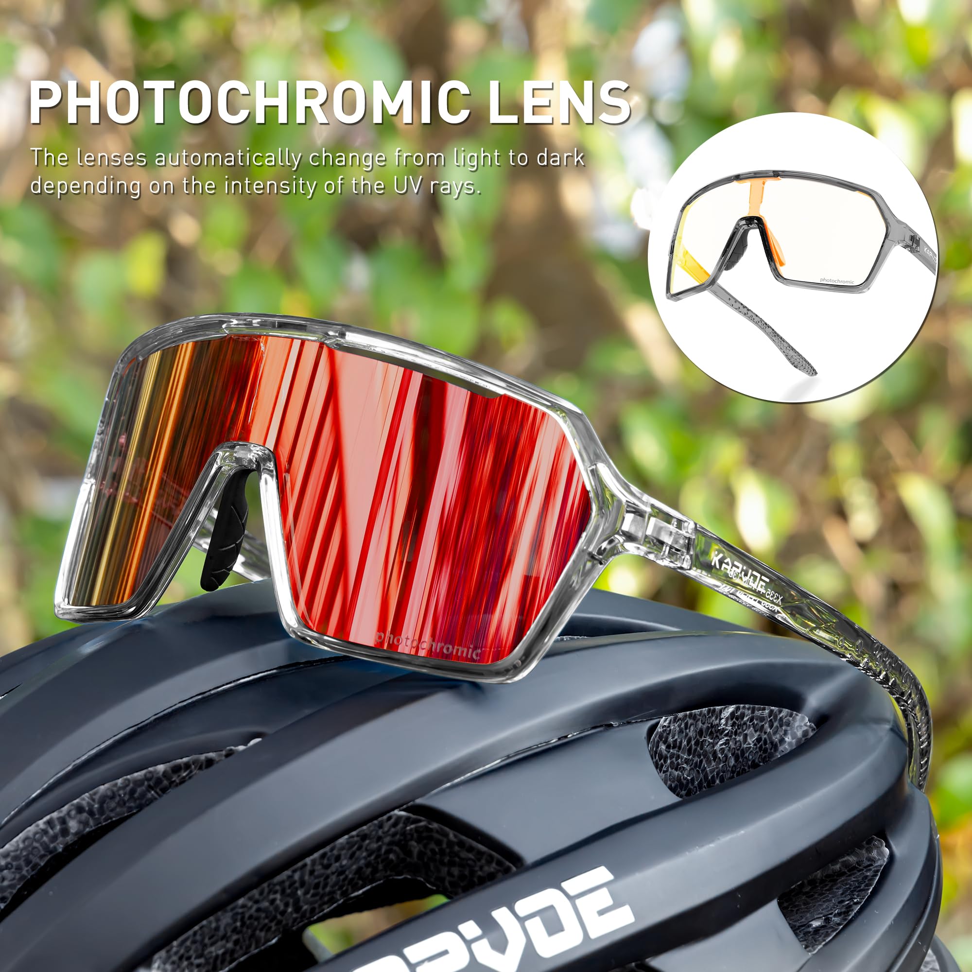 KAPVOE Okulary rowerowe fotochromowe męskie okulary MTB kobiety TR90 przezroczyste okulary rowerowe sportowe okulary przeciwsłoneczne anty-UV400 okulary rowerowe do biegania rower górski
