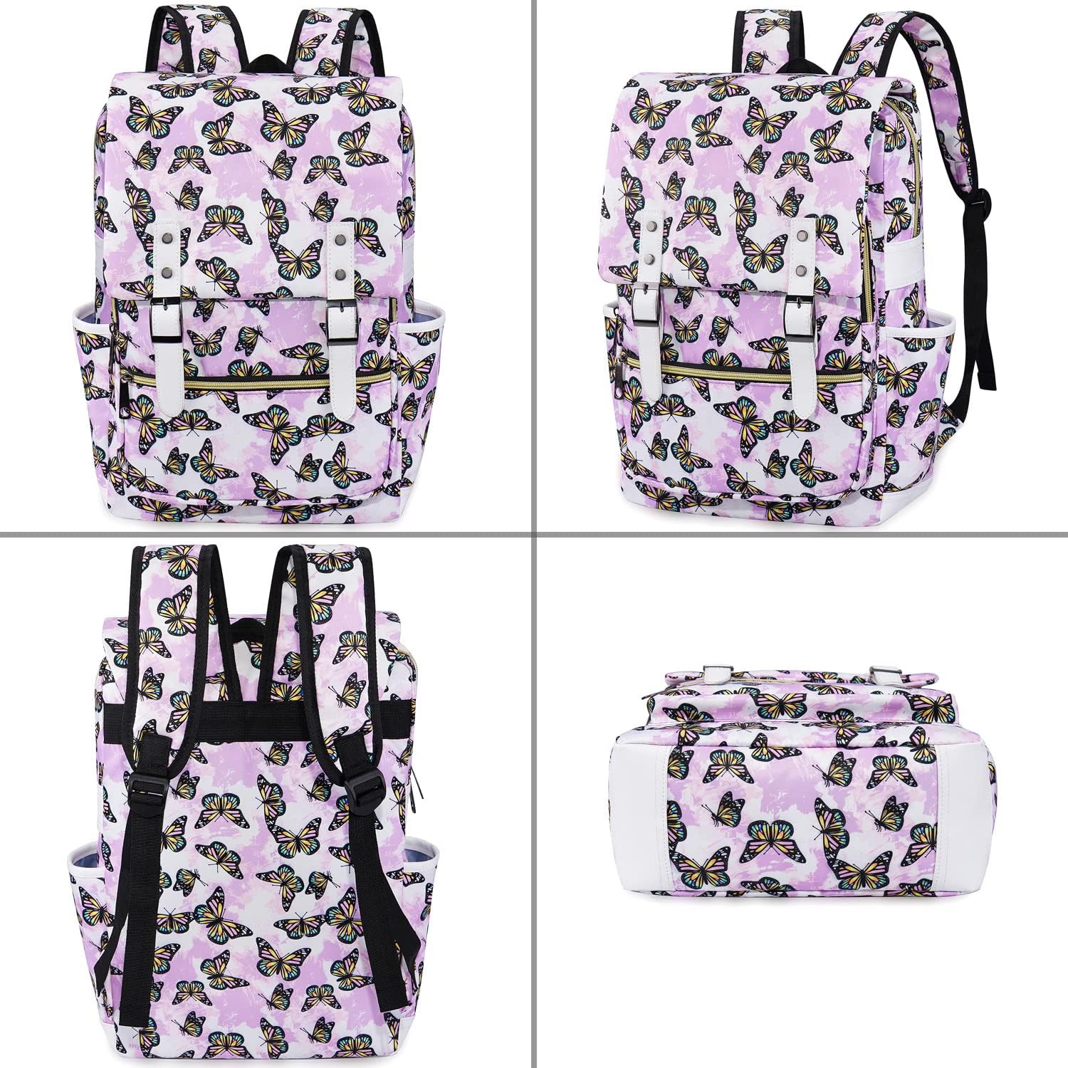 Butterfly Laptop Backpack for Girls Women,College School Bookbags for Teens