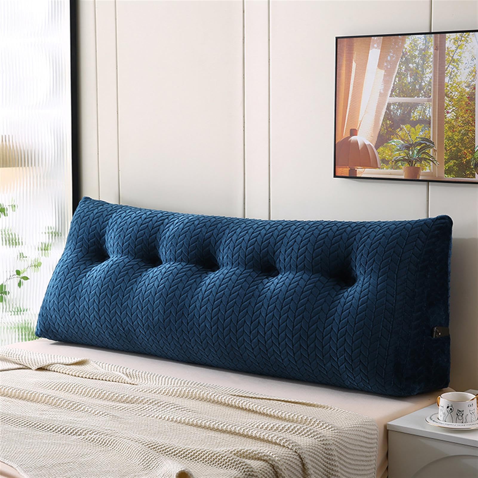 Cuscino triangolare a cuneo, cuscino di supporto per la schiena, sfoderabile e lavabile, per letto e divano, cuscino in schiuma di supporto lombare, 027, 193 x 50 x 20 cm