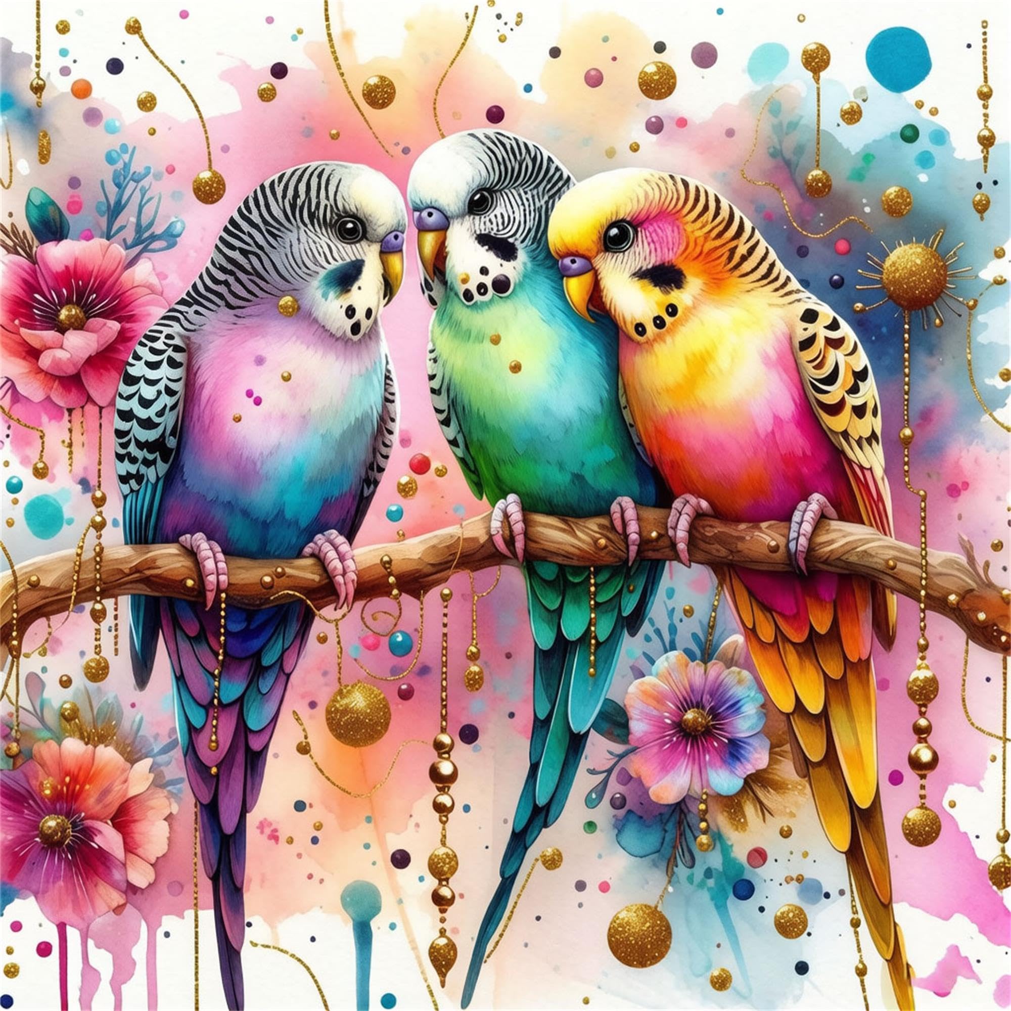 DSFEFV DIY Paint by Number for Adults,Painting Kits for Adult,Color by Numbers,Paint by Number Canvas Crafts Watercolor for Beginner Room Decor (Three Birds)