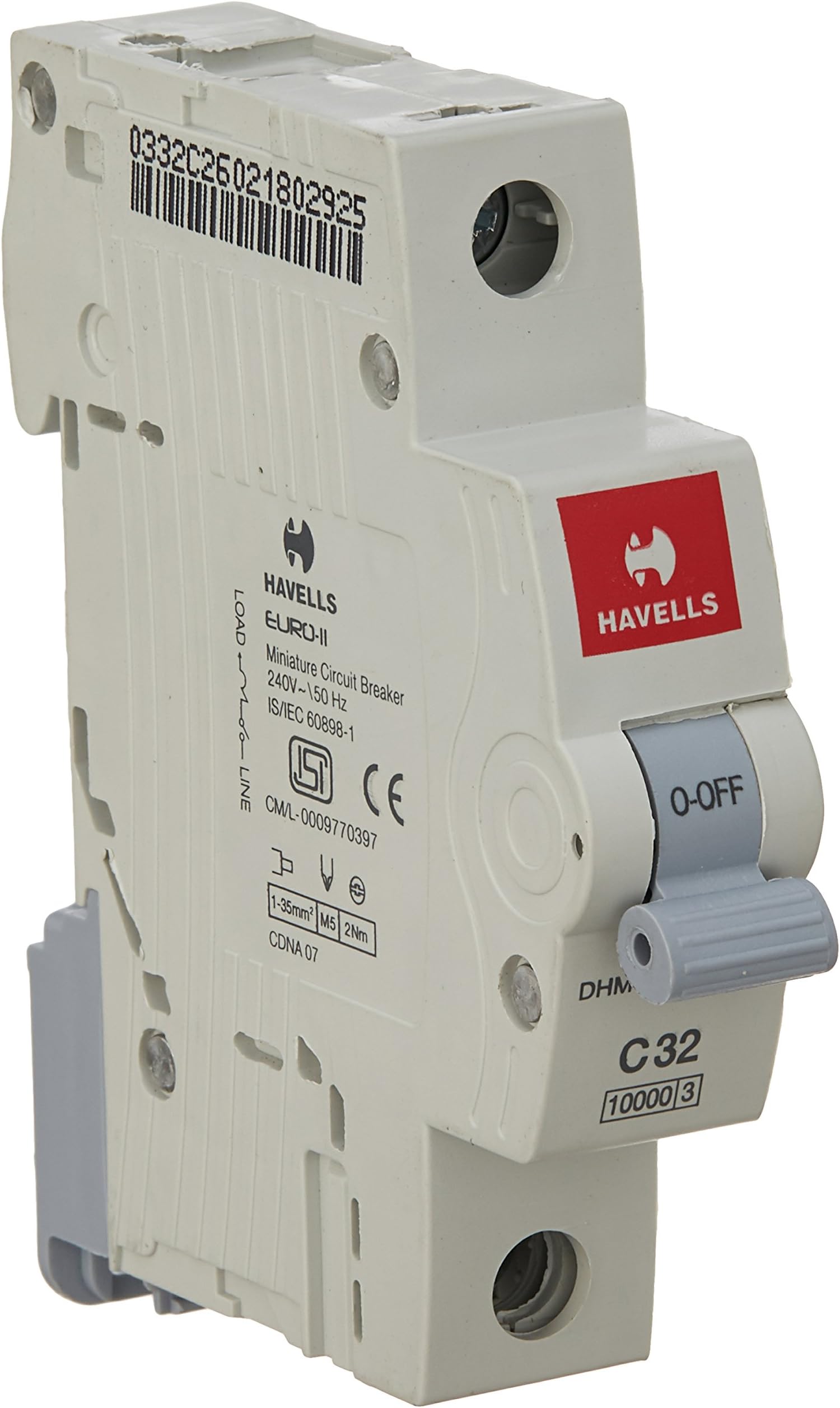 Havells DHMGCSPF032 PVC Plastic 32A MCB SP C Curve (White)