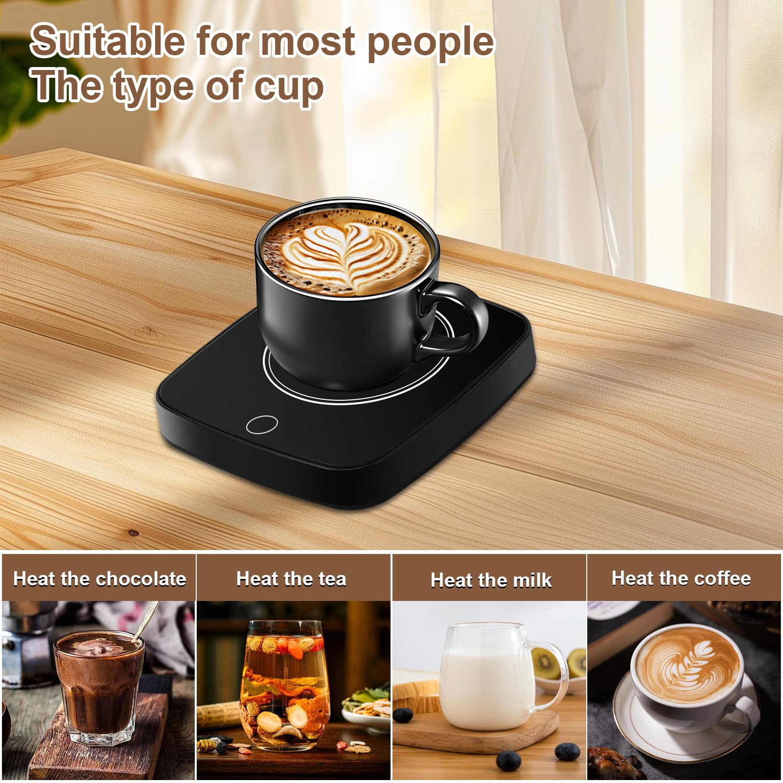 Jinlaili Scaldabagno intelligente per tazze, riscaldatore di caffè, con 3 modalità di temperatura, 8 ore, spegnimento automatico, riscaldatore tazza ufficio, scaldabagno, riscaldatore di candele, per