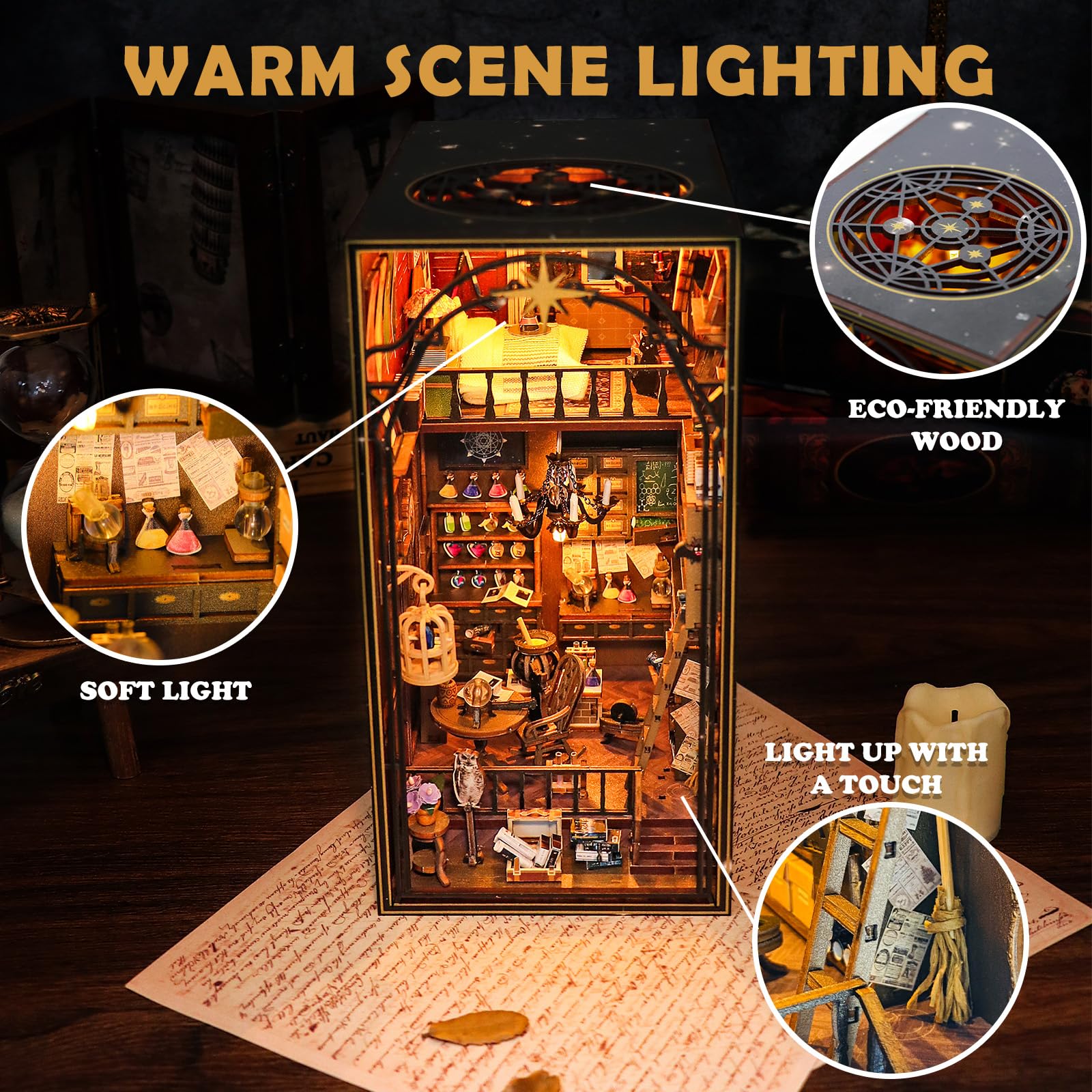 Lycidae Book Nook Kit for Adults DIY Dollhouse Booknook, 3D Wooden Puzzle - Image 2