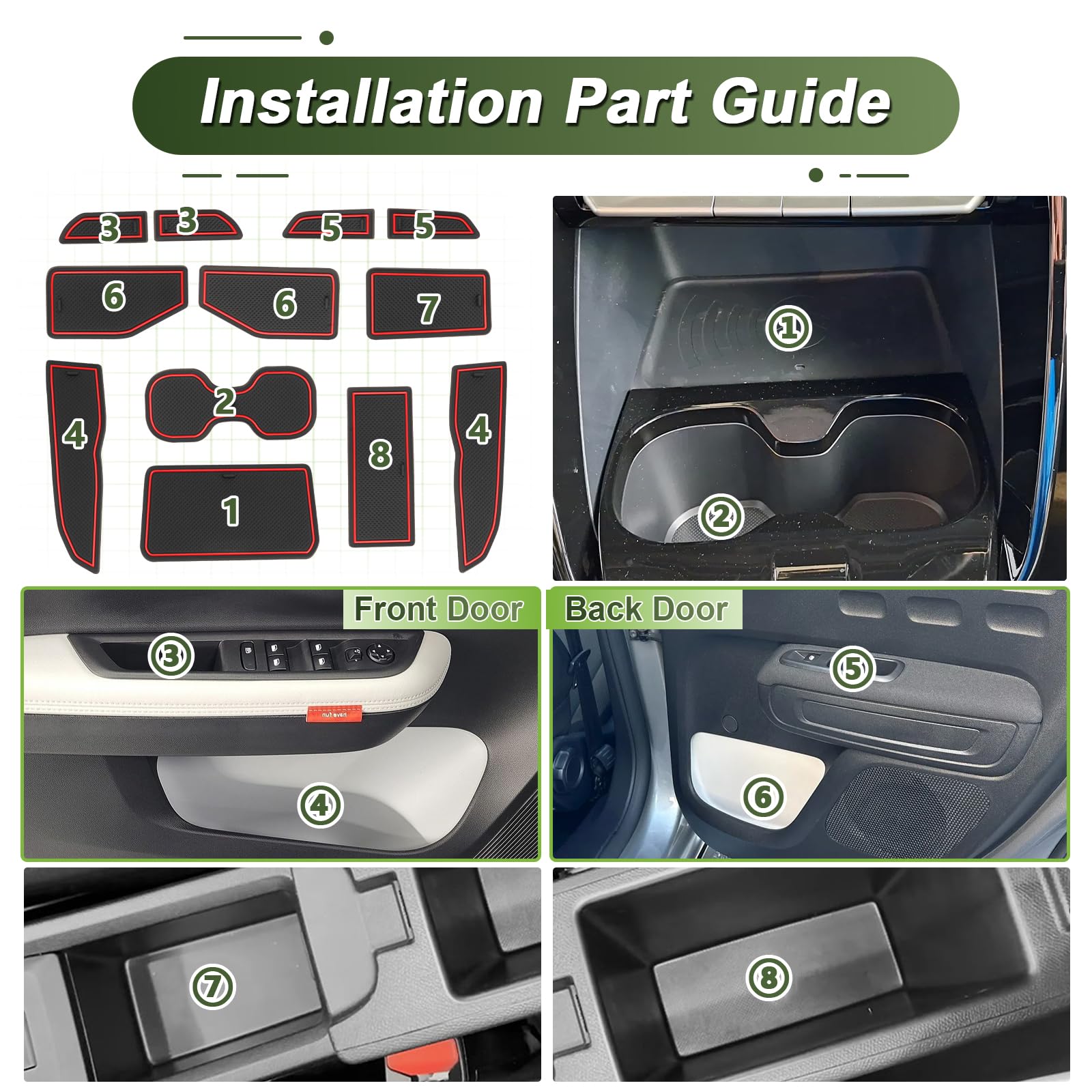 Compatibile con Nuovo Citroen C3 ë-C3 Aircross 2025 2026 2027 Tappetini Antiscivolo per Citroen C3 Aircross Hybrid Tappetini in Gomma per Console Centrale, Porta Bicchieri, Scanalatura Porta