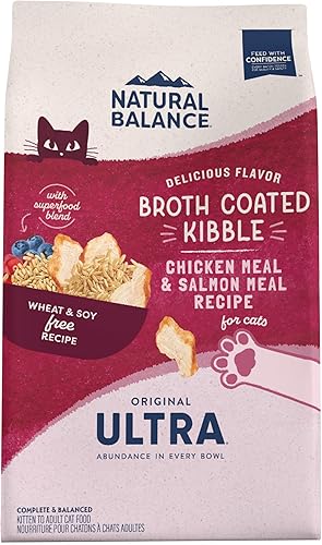 Natural Balance Alimento ultra seco original para gatos, receta de harina de pollo y salmón, salud de todo el cuerpo para gatitos a gatos adultos, 6